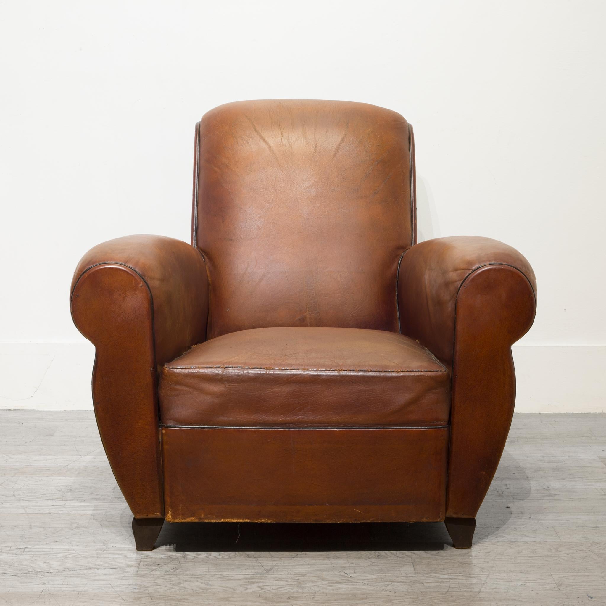 French Sheep Hide Rollback Lounge Chairs, circa 1940 In Good Condition In San Francisco, CA