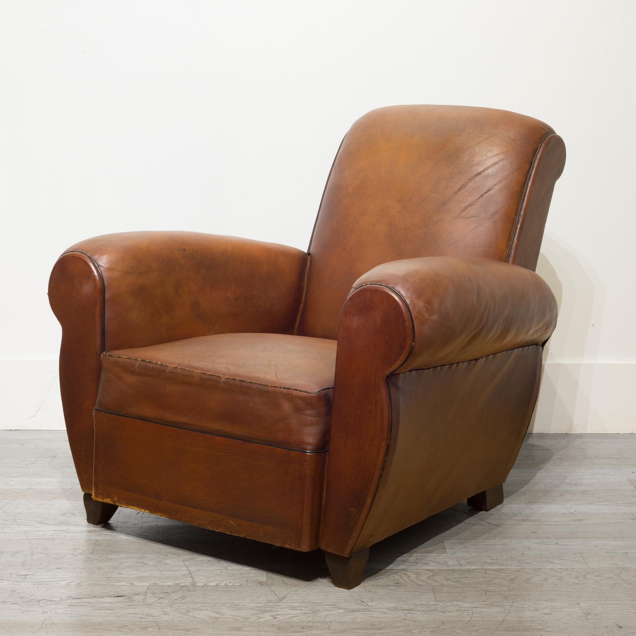 20th Century French Sheep Hide Rollback Lounge Chairs, circa 1940