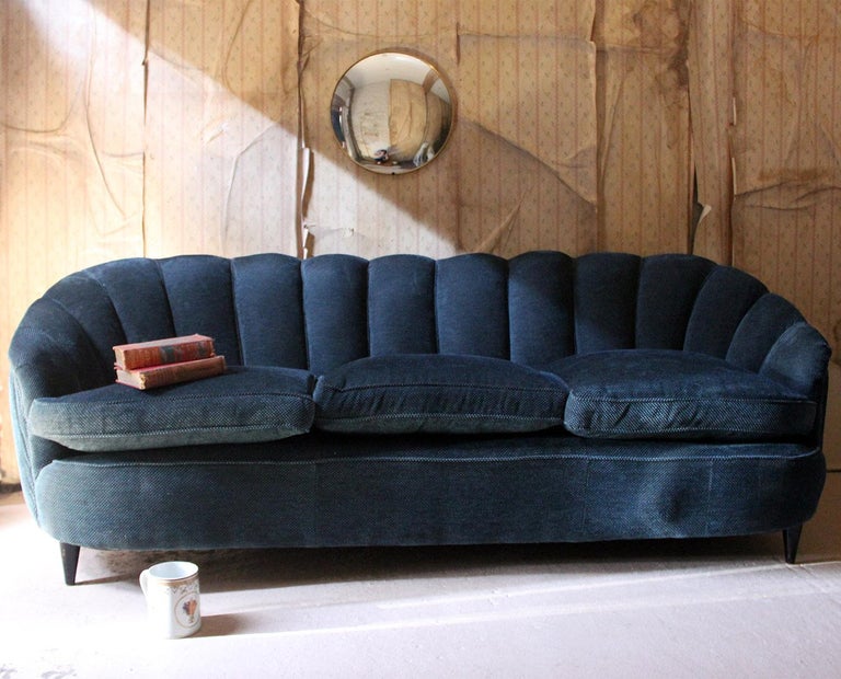 Shell Backed French Shell Backed and Ebonized Sofa, circa 1930 at 1stDibs