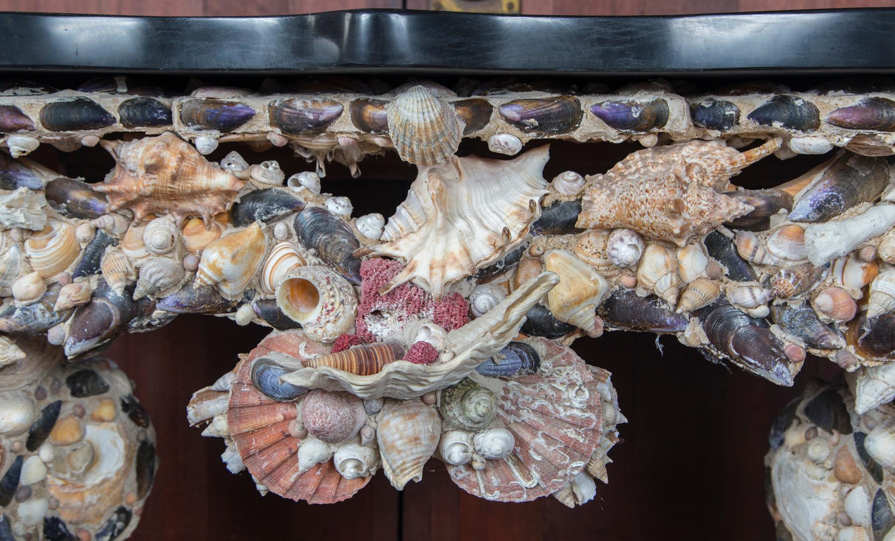 French Shell Console Table, Baroque Grotto Style 3