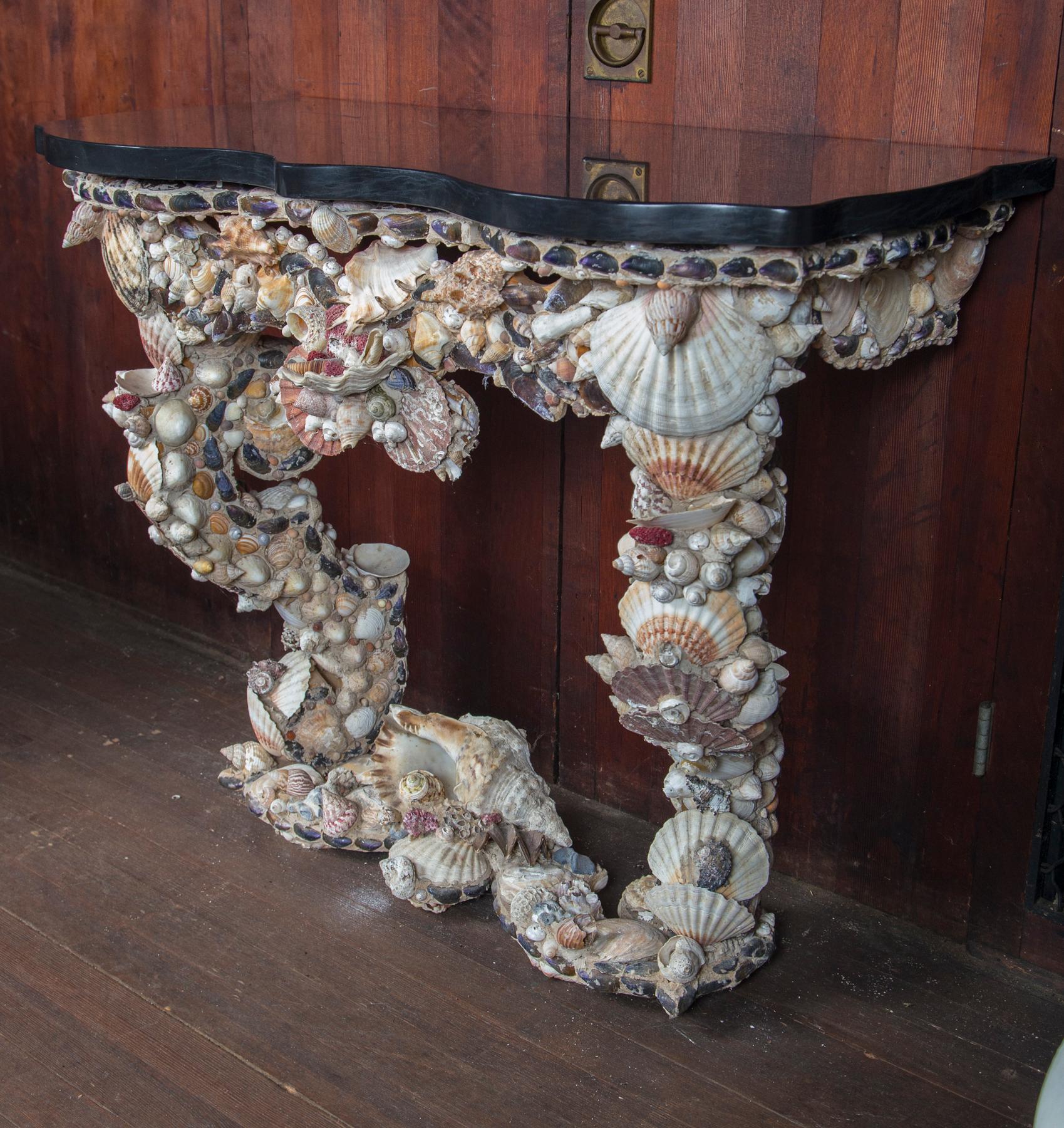 French Shell Console Table, Baroque Grotto Style 4