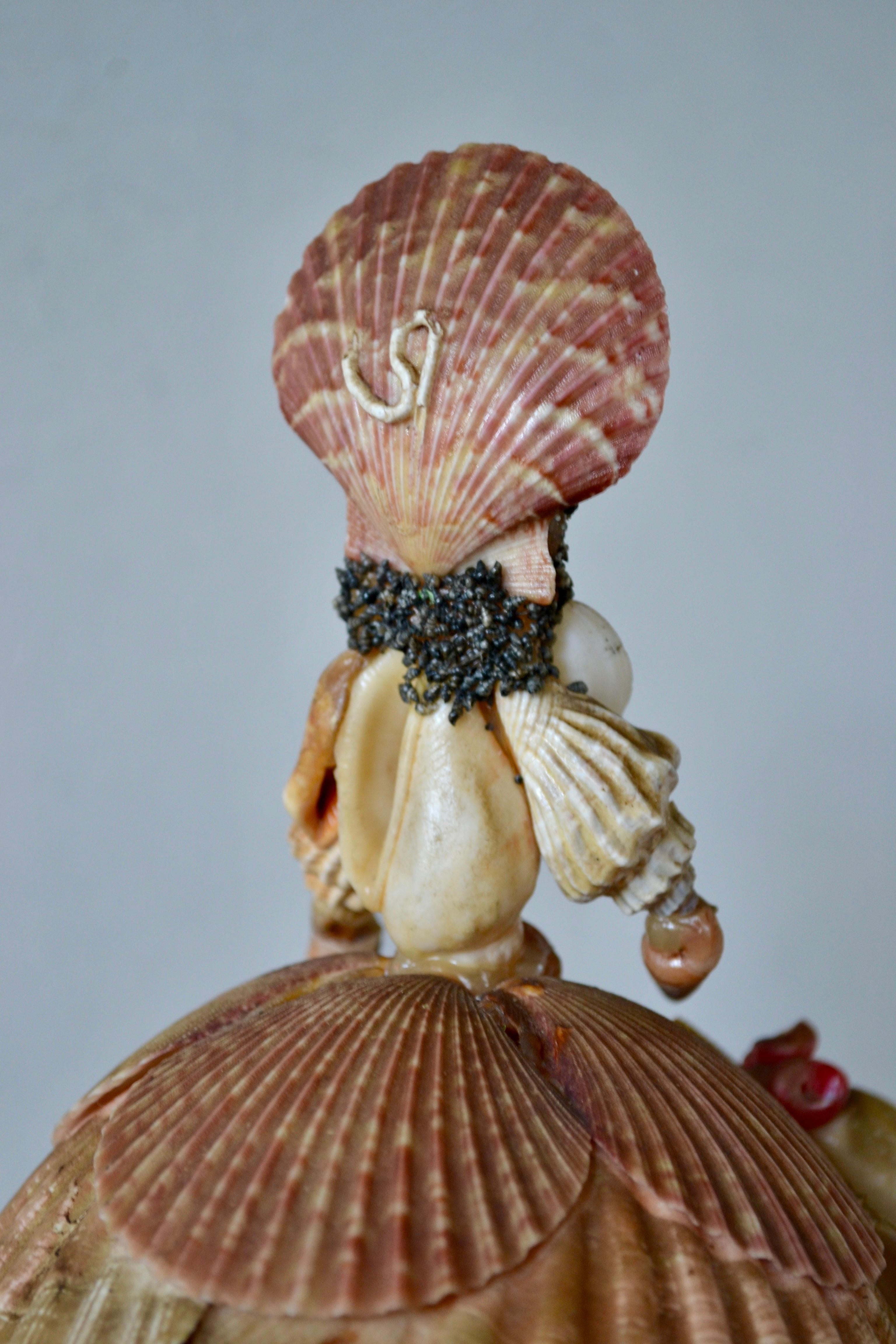 French Provincial French Shell Figurine of a Lady in 19th-Century Dress France, circa 1950 For Sale