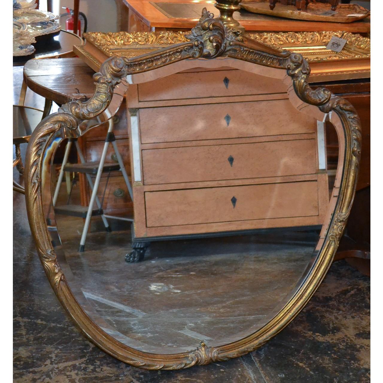 French Shield Shaped Bevelled Mirror, circa 1920 In Good Condition In Dallas, TX
