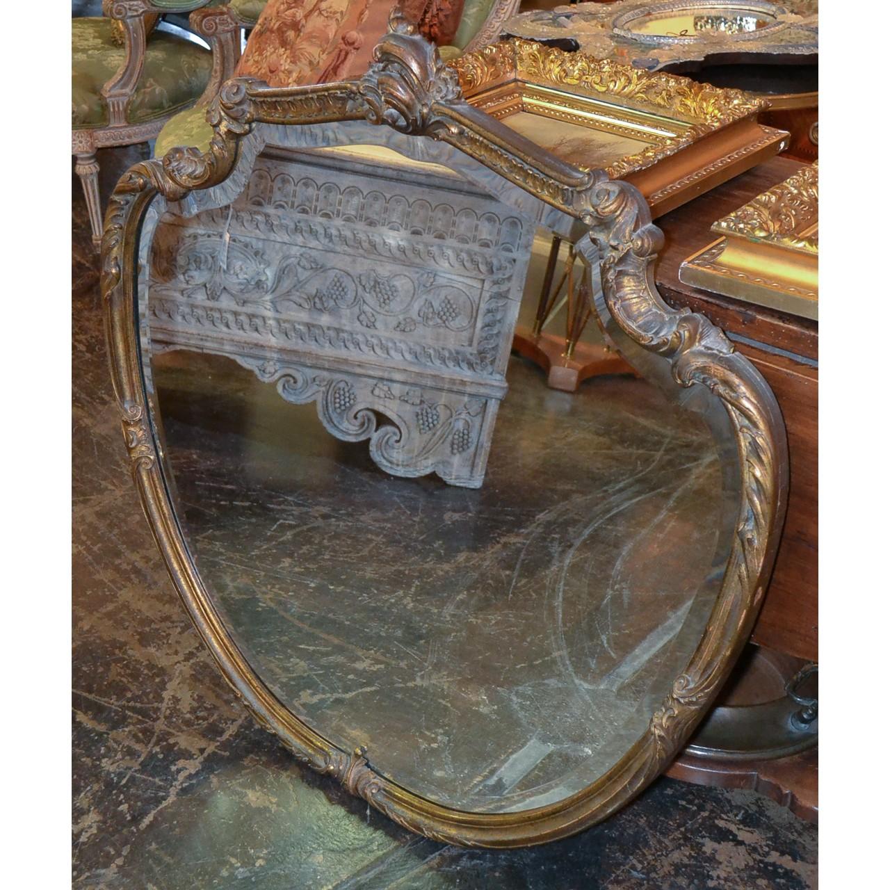 20th Century French Shield Shaped Bevelled Mirror, circa 1920