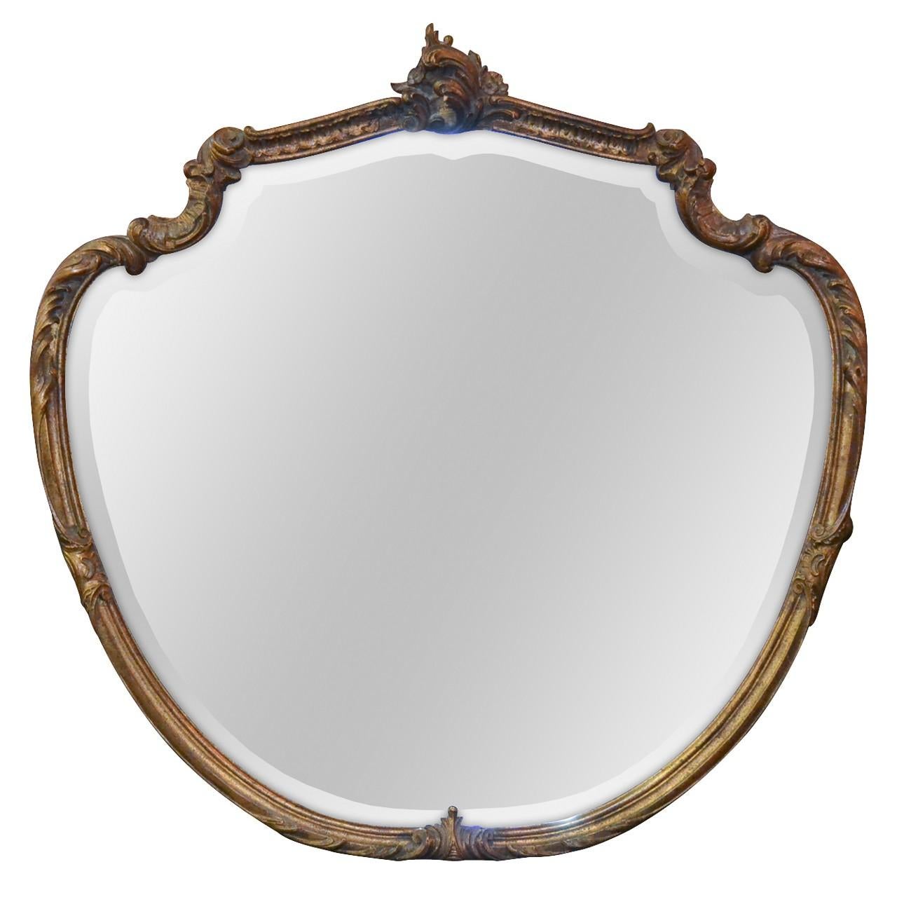 French Shield Shaped Bevelled Mirror, circa 1920