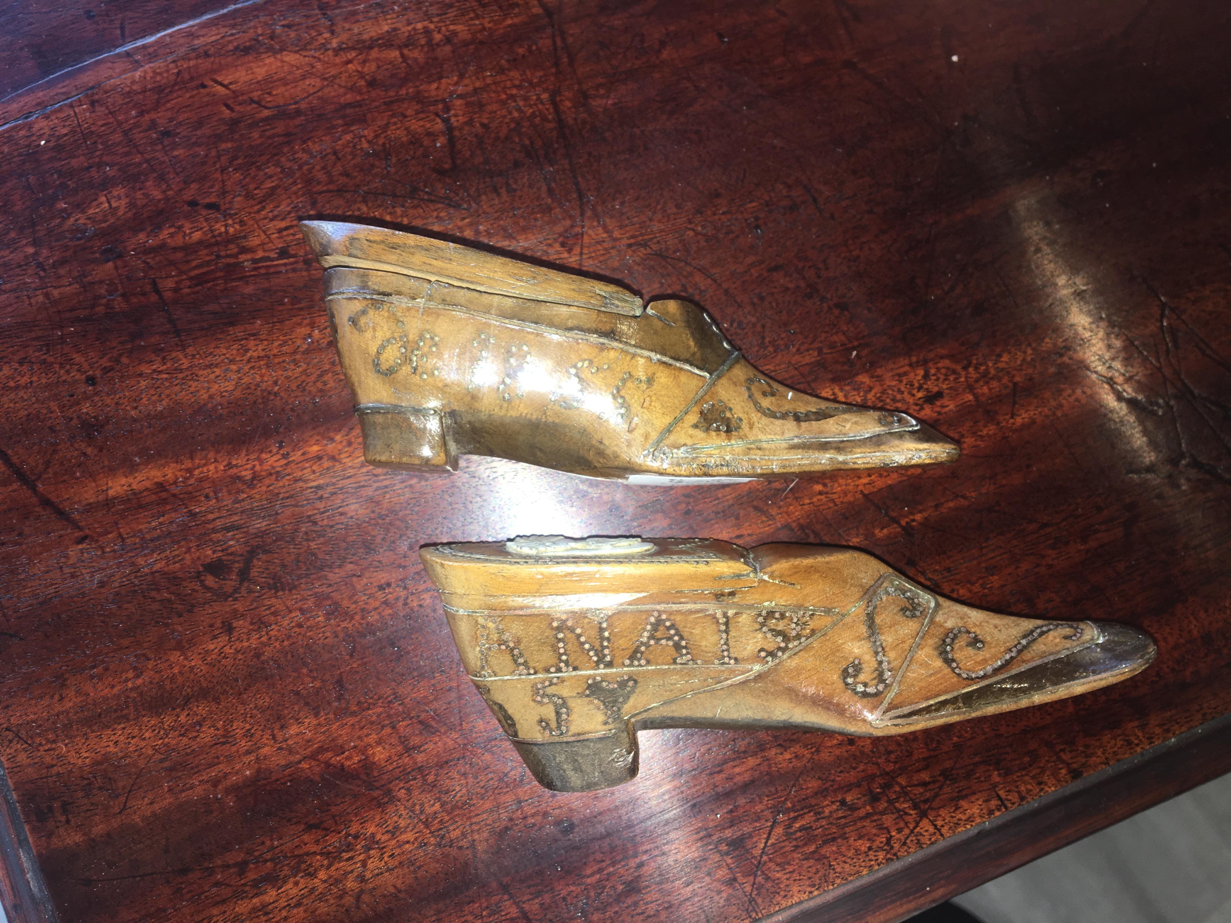 French Provincial French Shoe Form Snuff Boxes, 19th Century