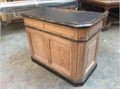 French Shop Counter with Black Painted Top from 19th Century