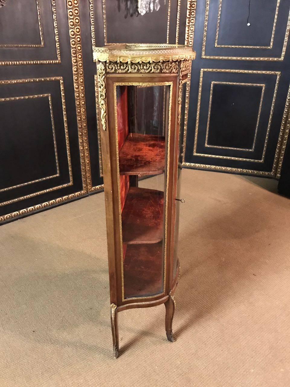 19th Century French Showcase Vitrine in the antique Transition Style 1870 mahogany veneer For Sale