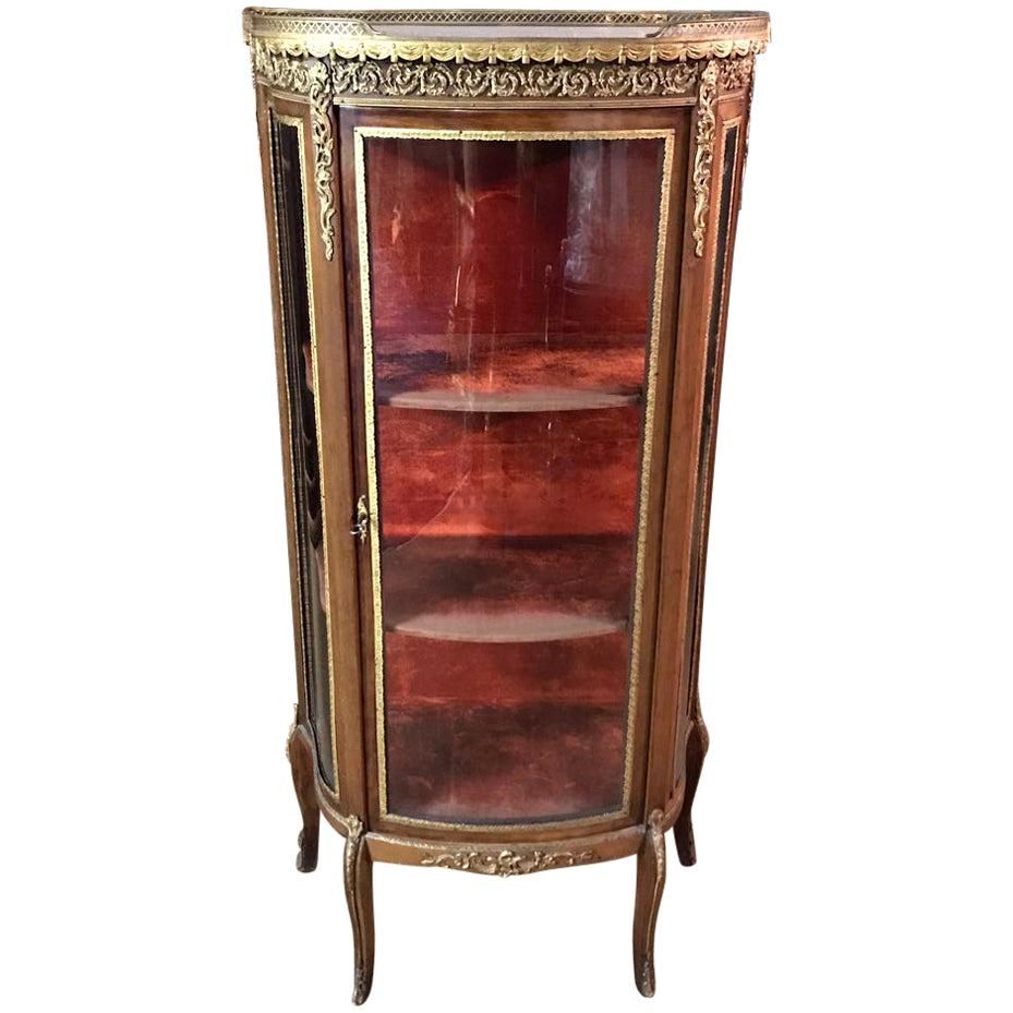 French Showcase Vitrine in the antique Transition Style 1870 mahogany veneer For Sale