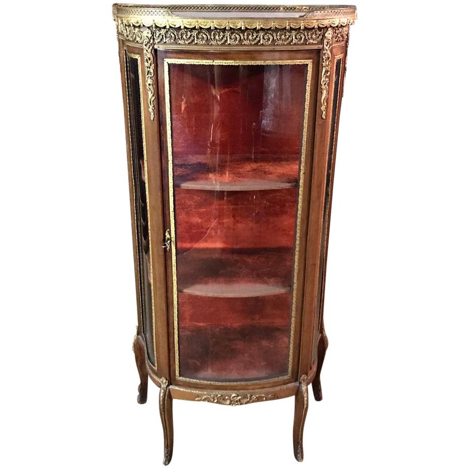 French Showcase Vitrine in the antique Transition Style 1870 mahogany veneer