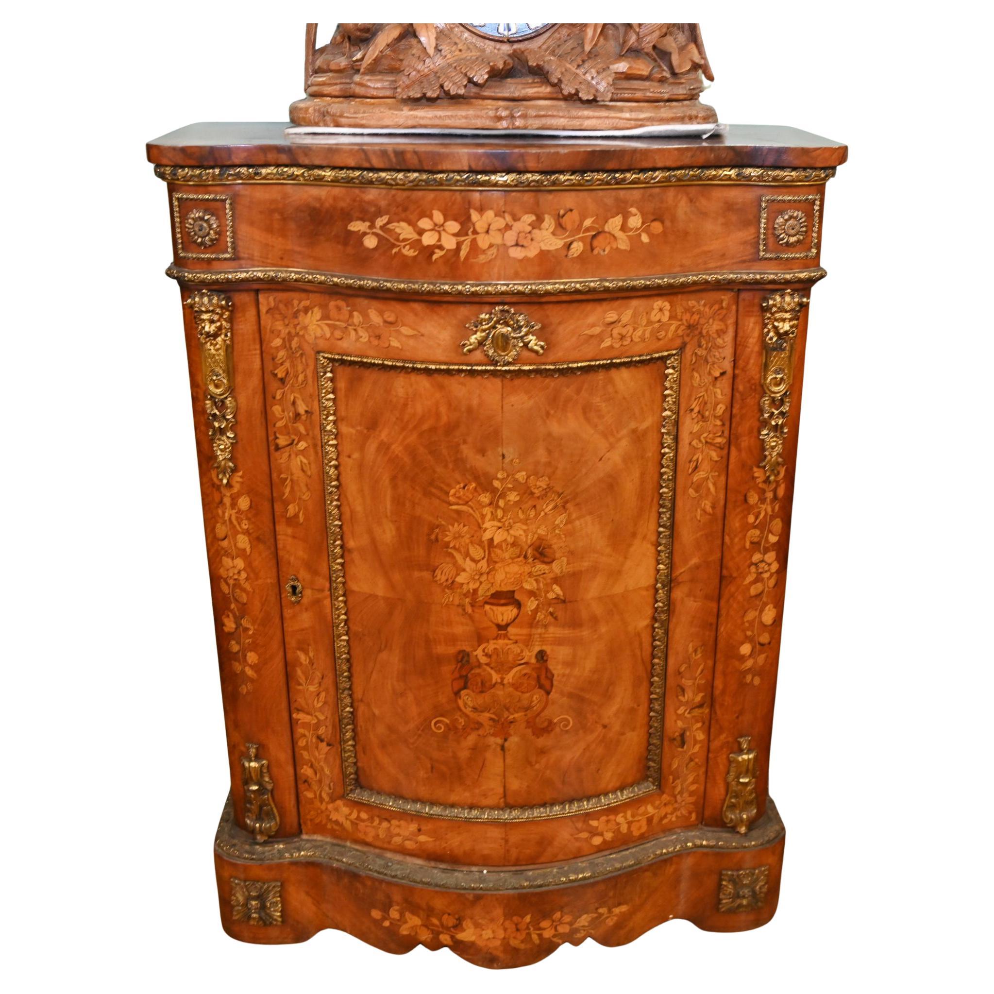 French Side Cabinet Floral Inlay Louis XVI 1860
