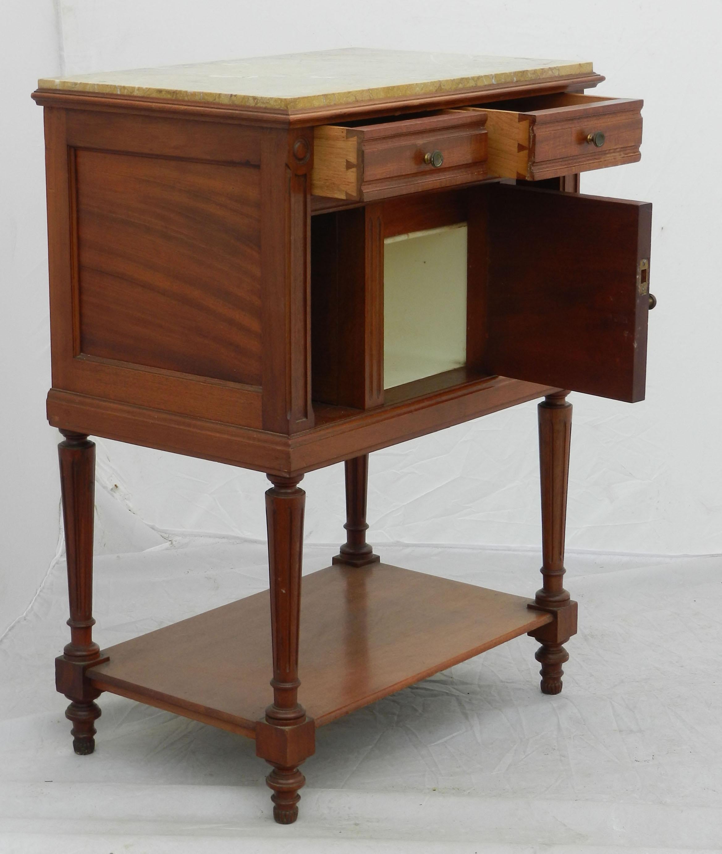 French Side Cabinet Nightstand Bedside Table 19th Century Louis XVI  1