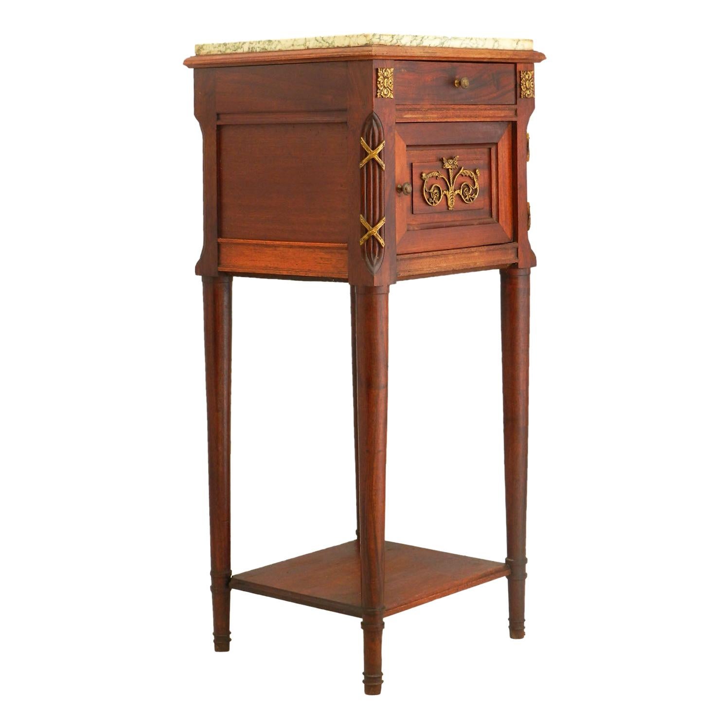French Side Cabinet Nightstand Bedside Table Late 19th Century Louis XVI
