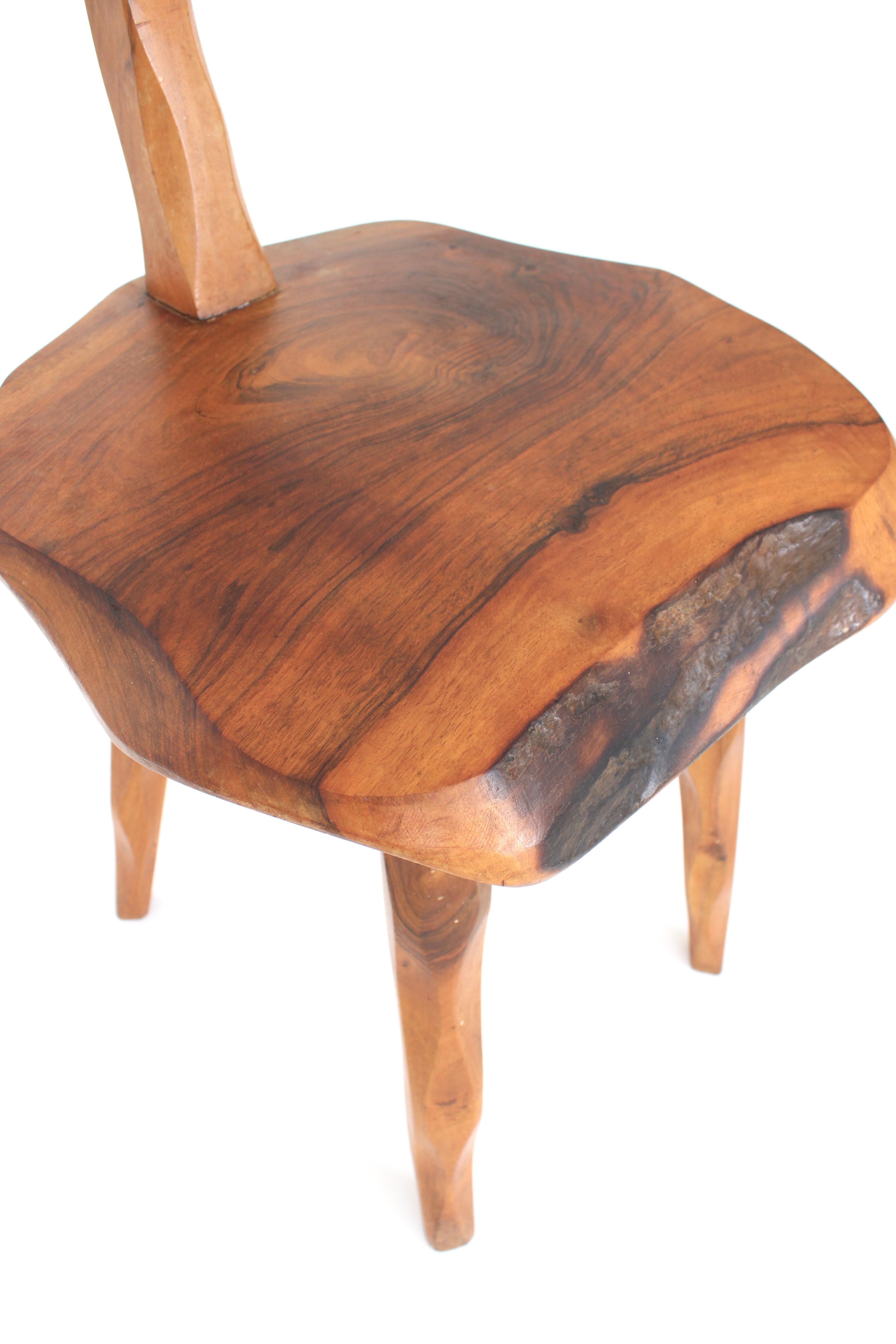 French Side Chair Hand Carved of Olive Wood Brutalist Organic 6