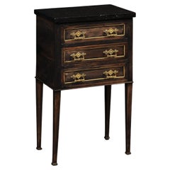 French Side Chest w/Orig. Black Marble & Brass Accents, 19th C.