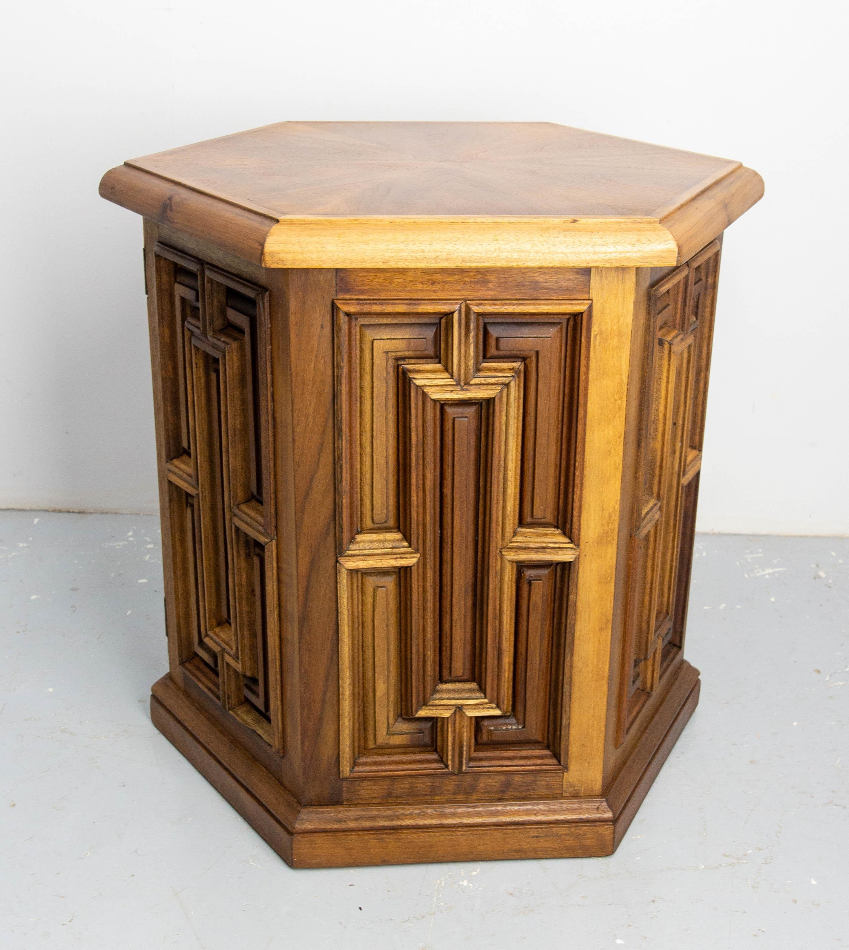 vintage octagon end table with storage