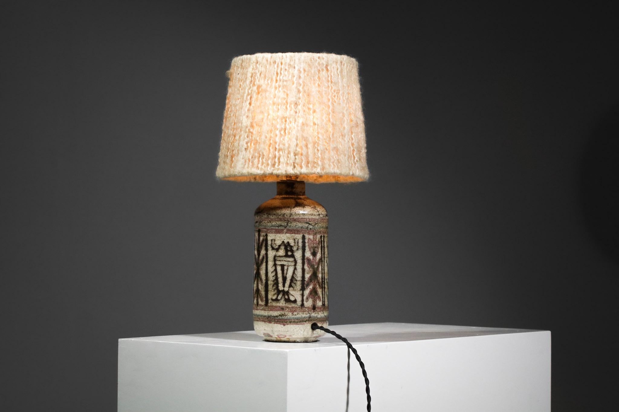 French Side Lamp Ceramic Gustave Reynaud Atelier Du Mûrier Jean Derval 60s E284 1