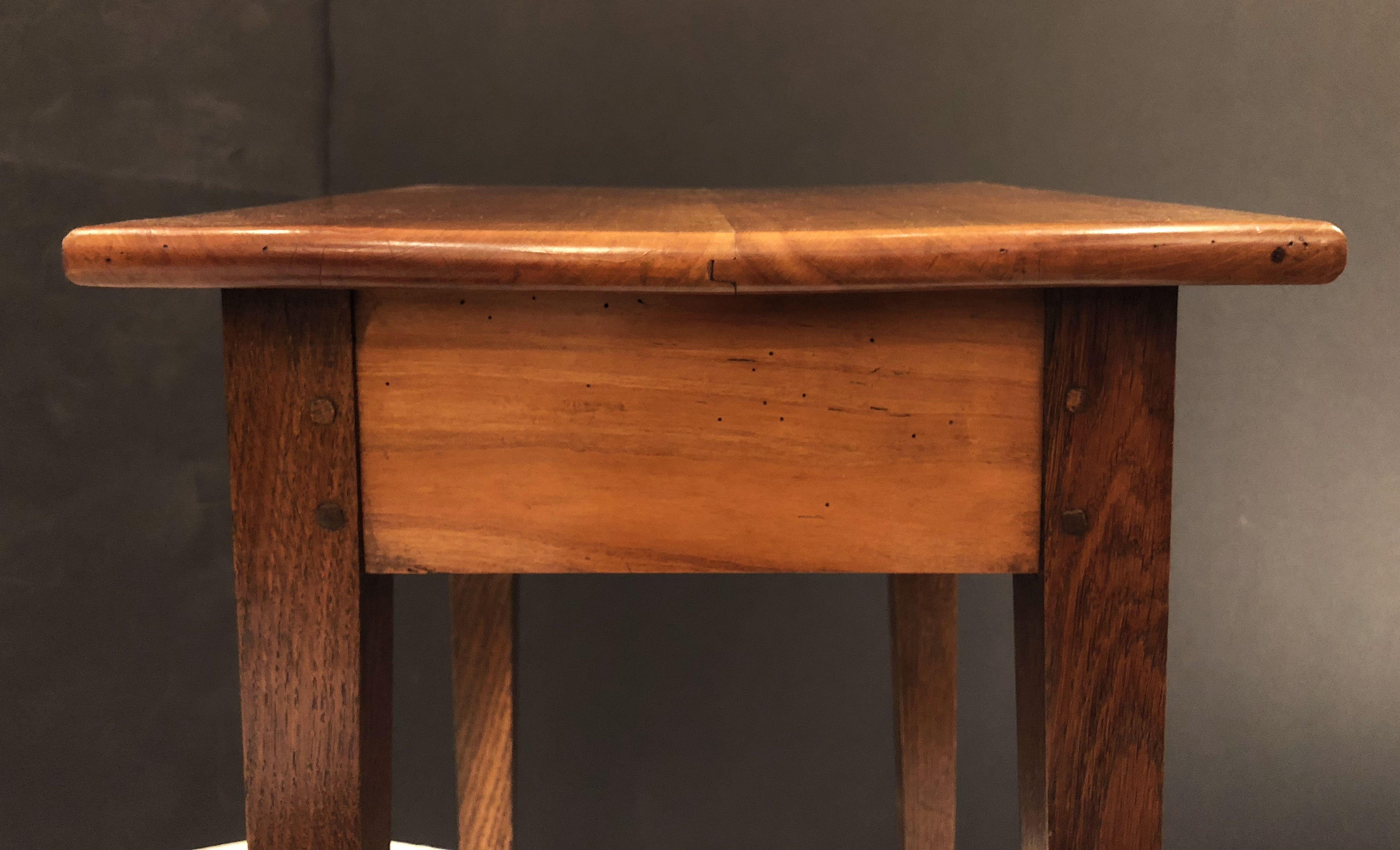 French Side or End Table of Cherry and Oak with Drawer 7