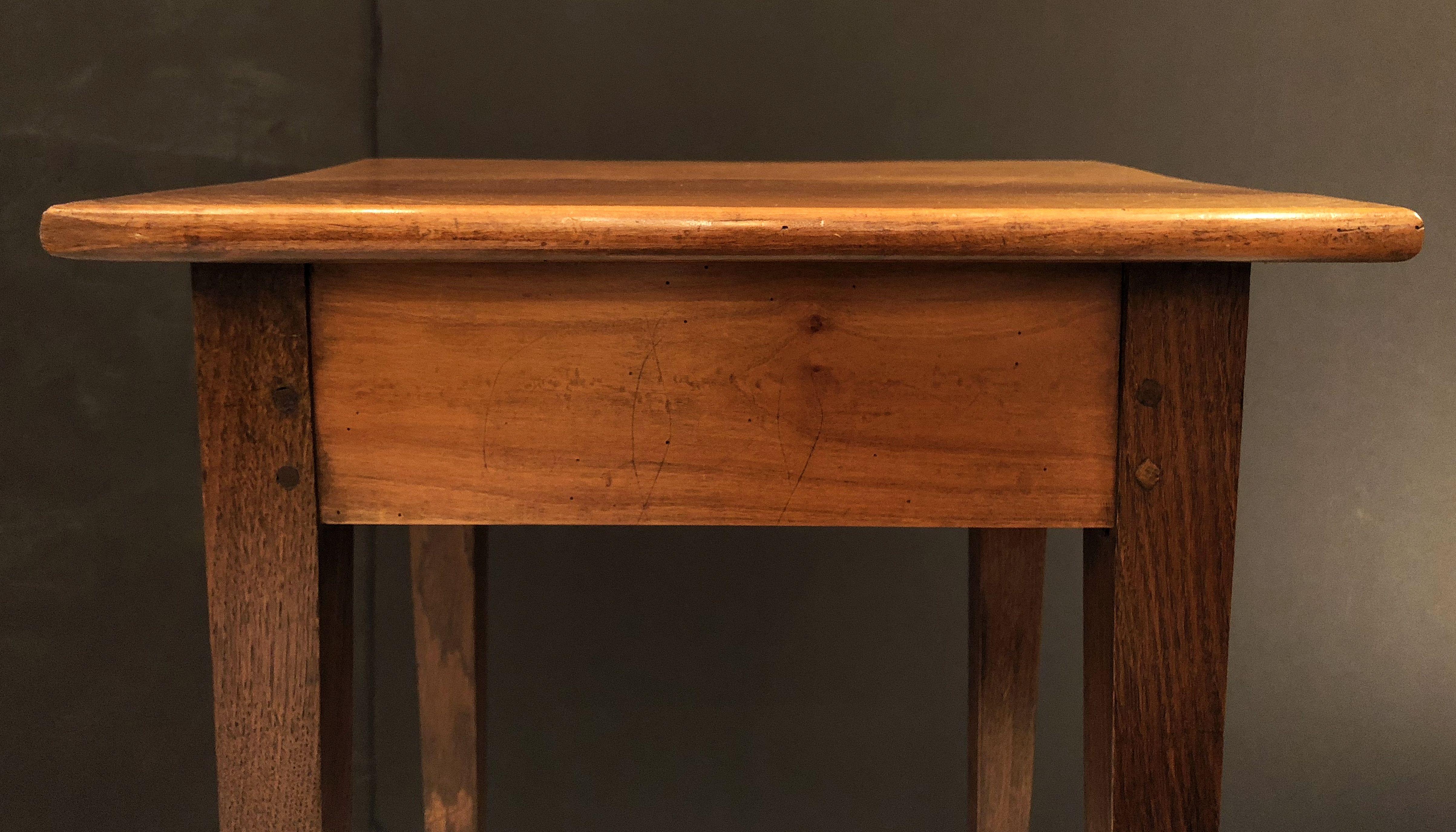 French Side or End Table of Cherry and Oak with Drawer 8