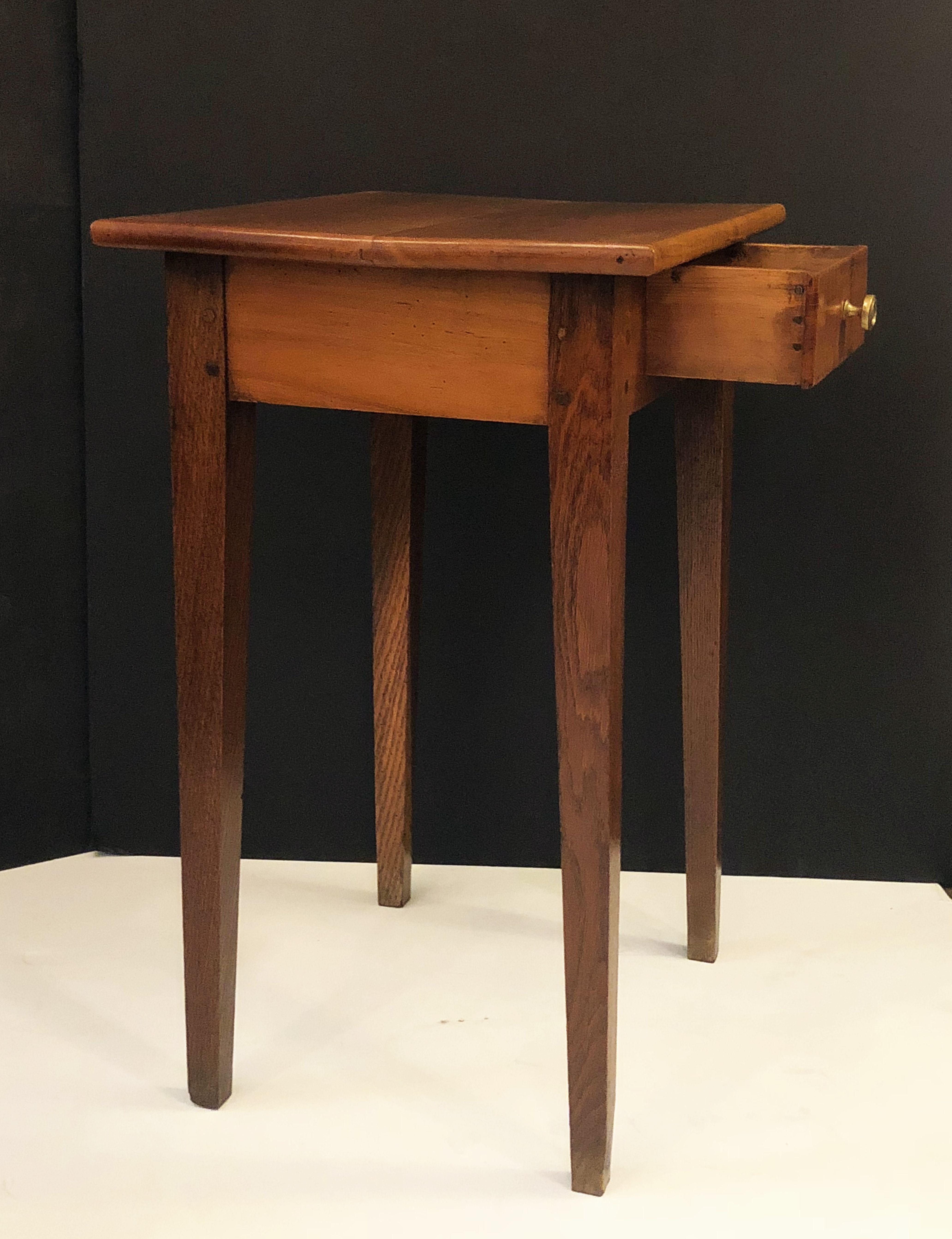 French Side or End Table of Cherry and Oak with Drawer 9