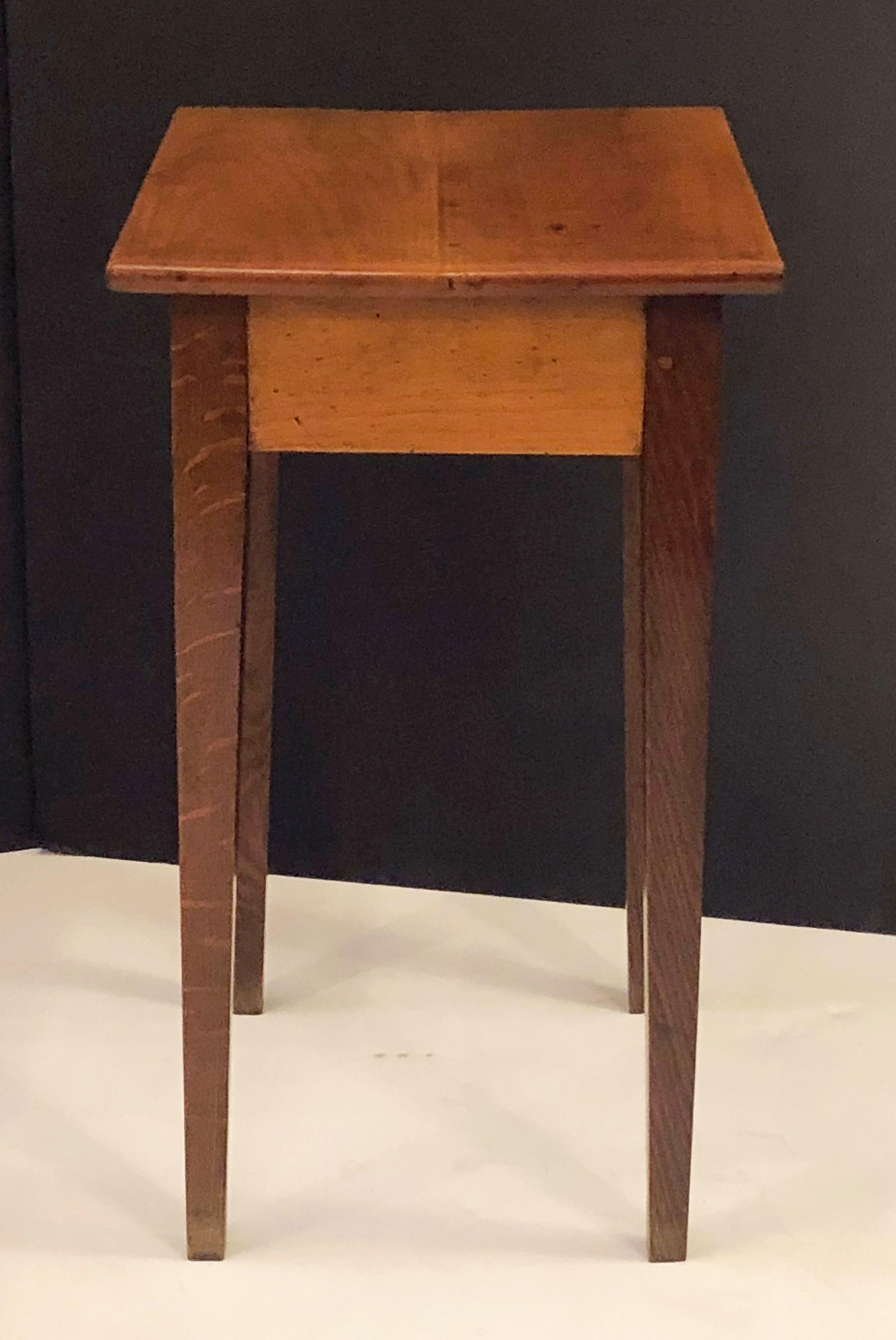 20th Century French Side or End Table of Cherry and Oak with Drawer