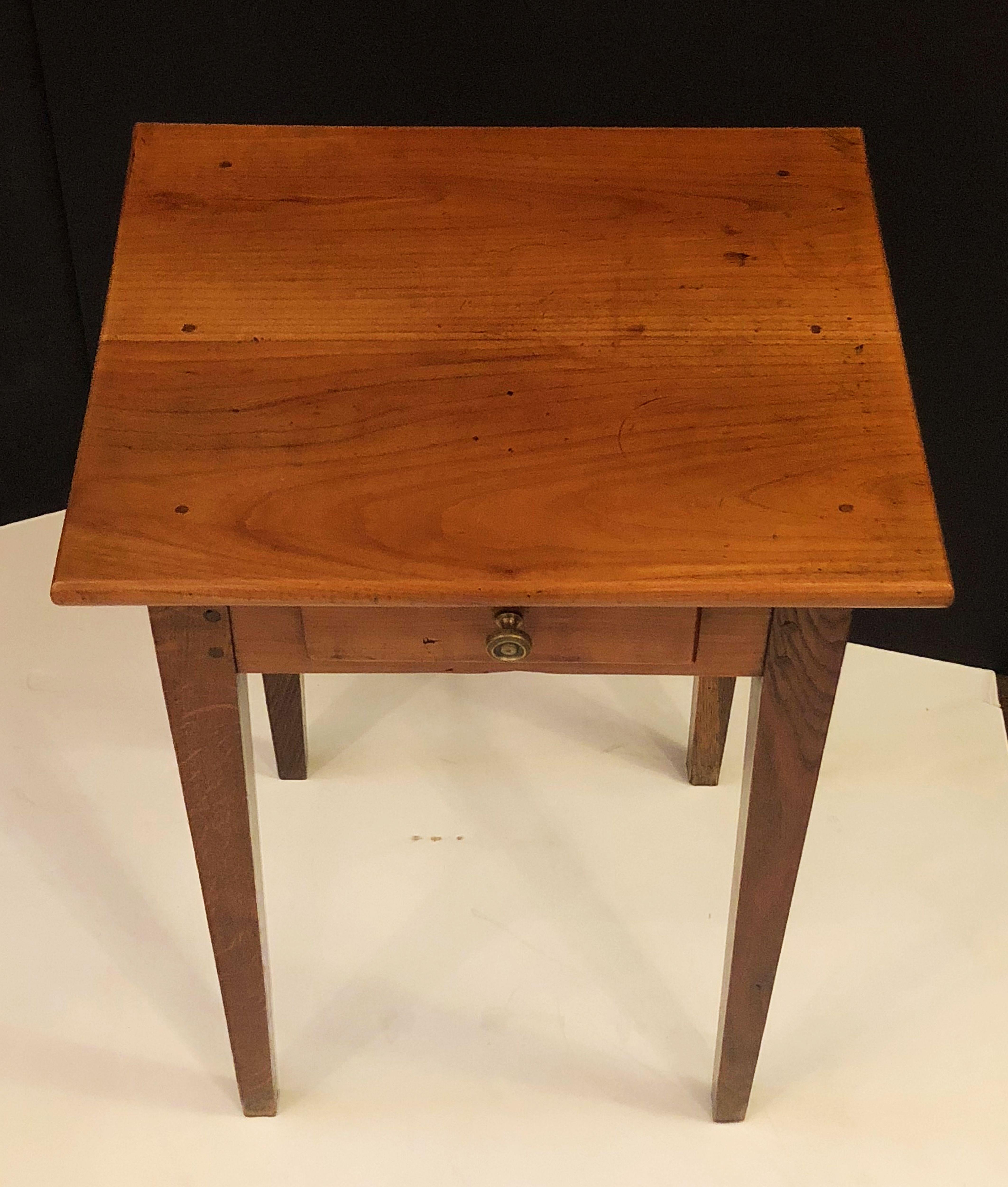 French Side or End Table of Cherry and Oak with Drawer 1