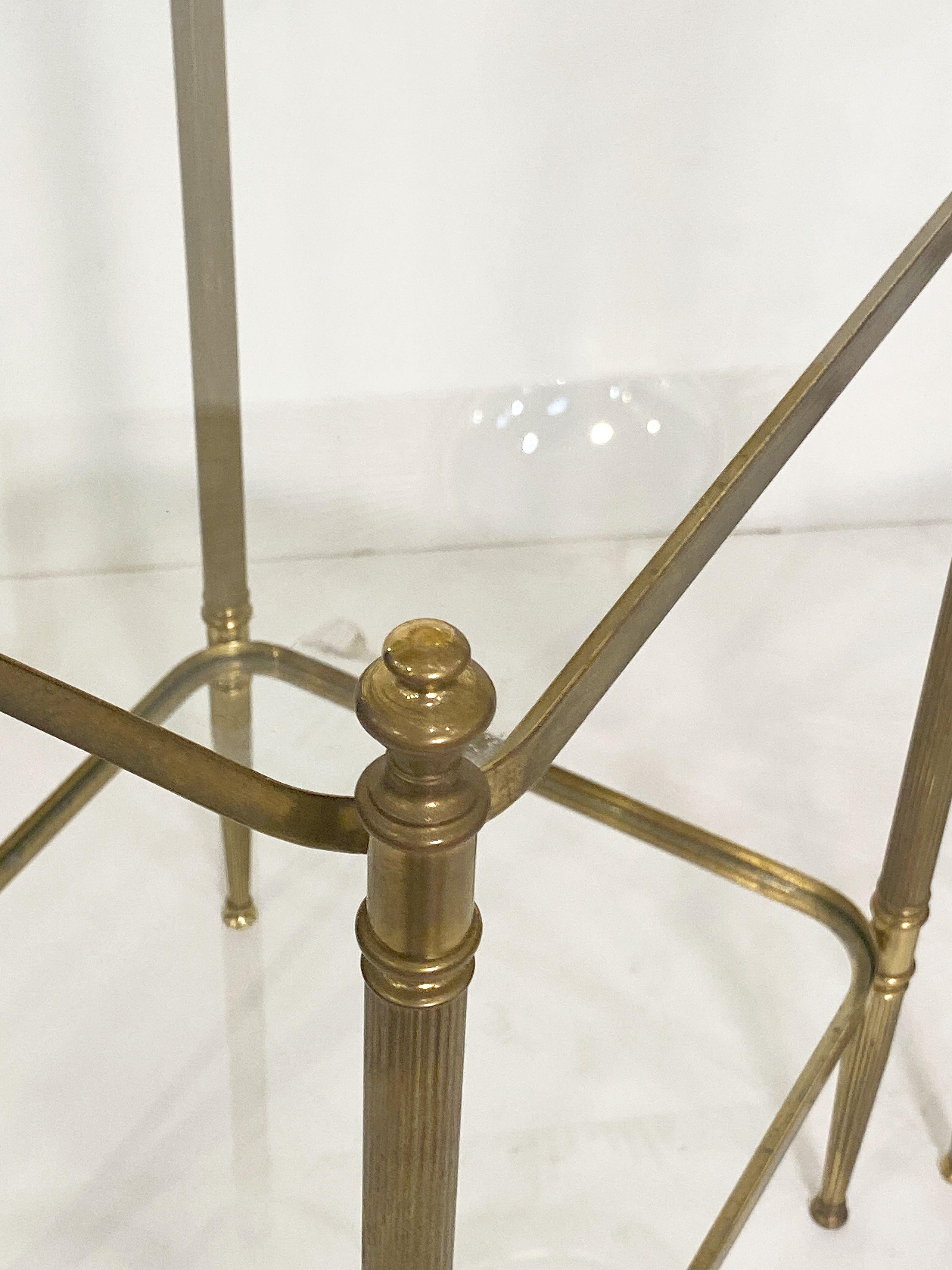 French Side or End Tables of Brass and Glass 'Individually Priced' For Sale 11
