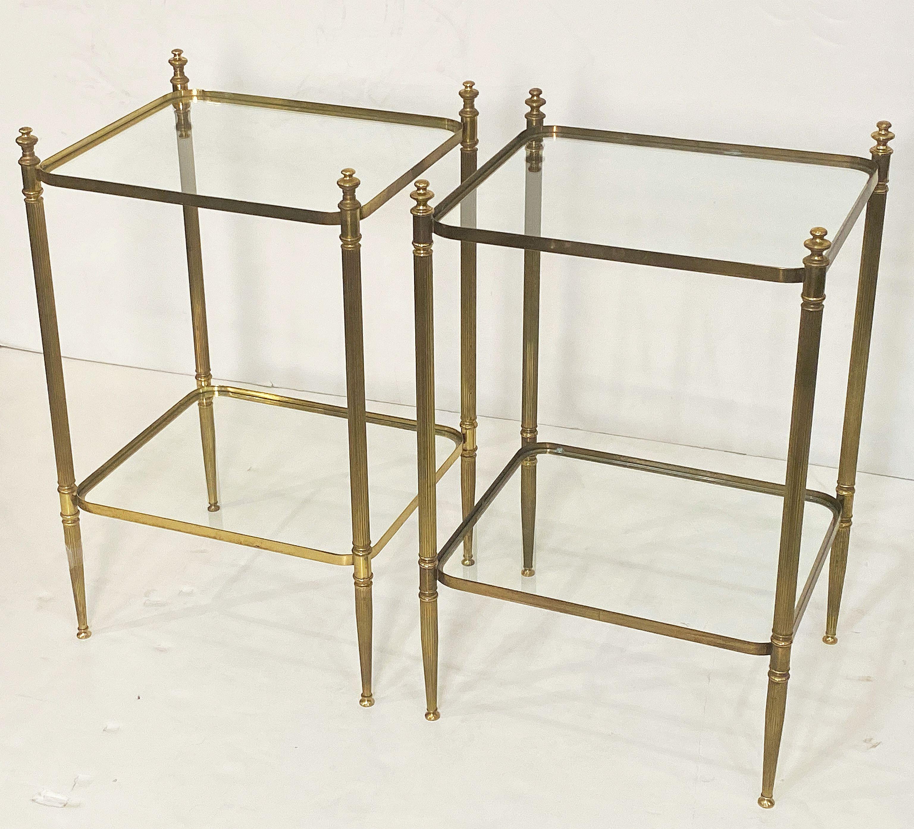 Mid-Century Modern French Side or End Tables of Brass and Glass 'Individually Priced' For Sale