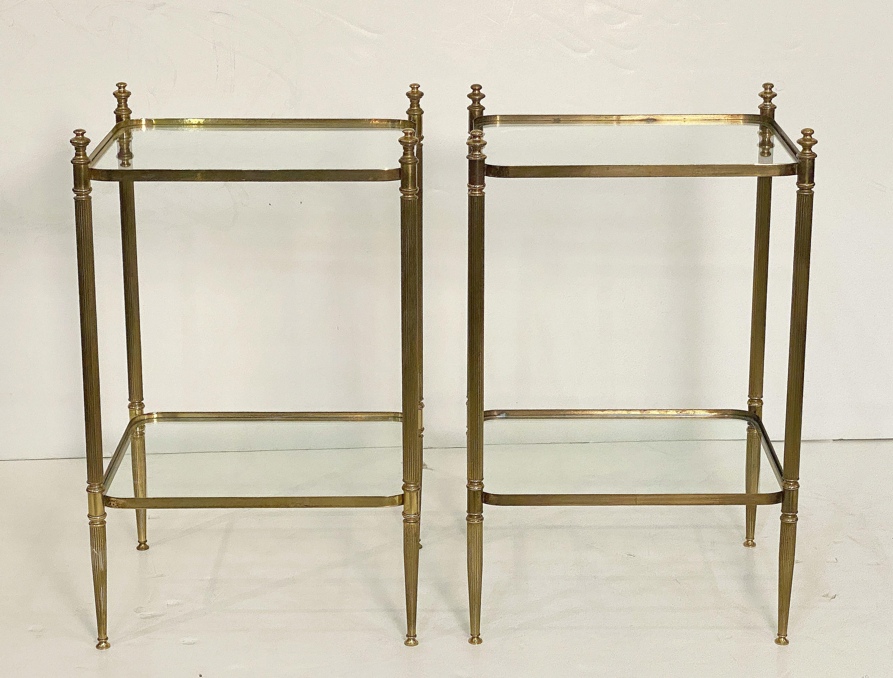 French Side or End Tables of Brass and Glass 'Individually Priced' In Good Condition For Sale In Austin, TX