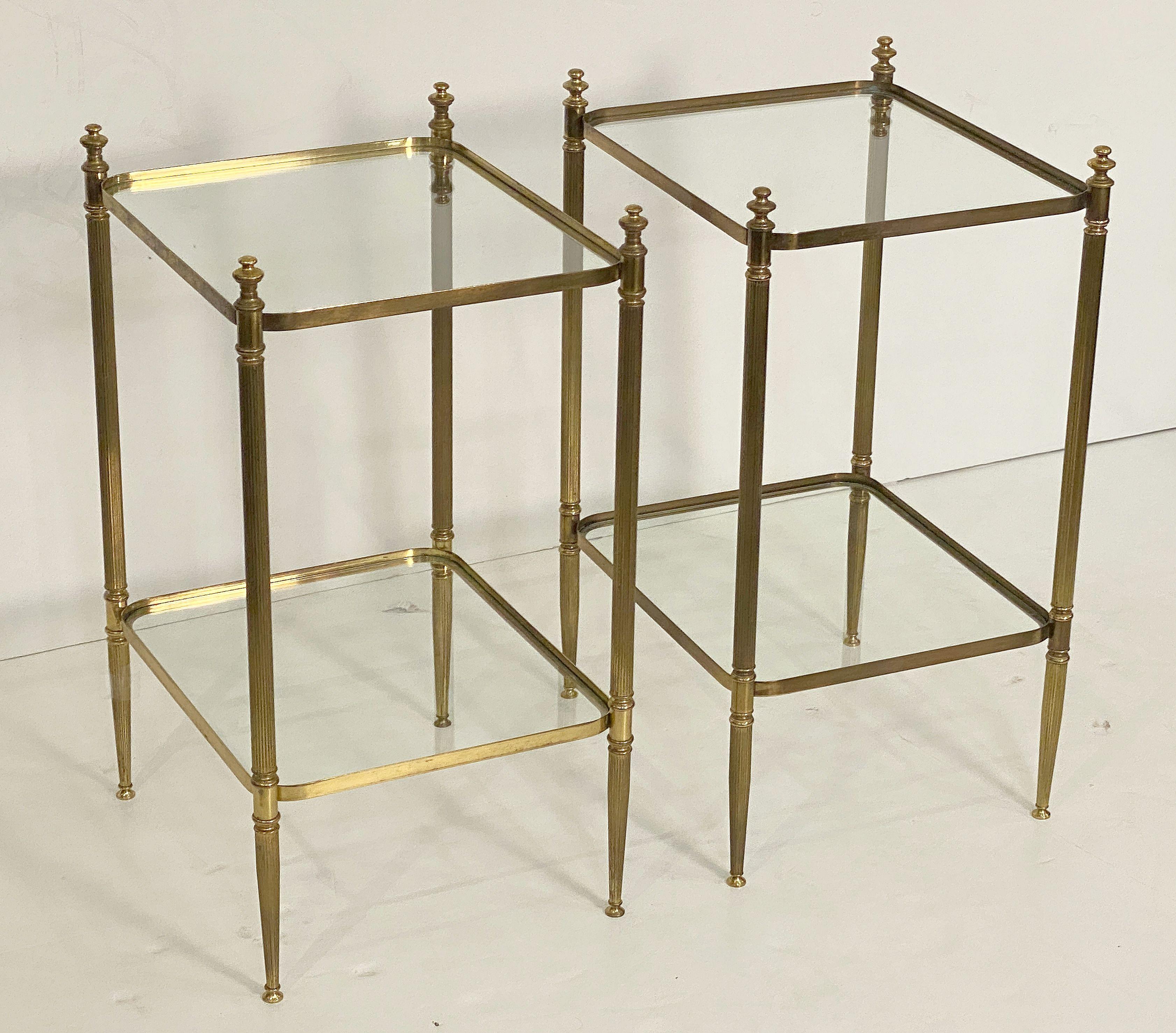 Metal French Side or End Tables of Brass and Glass 'Individually Priced' For Sale