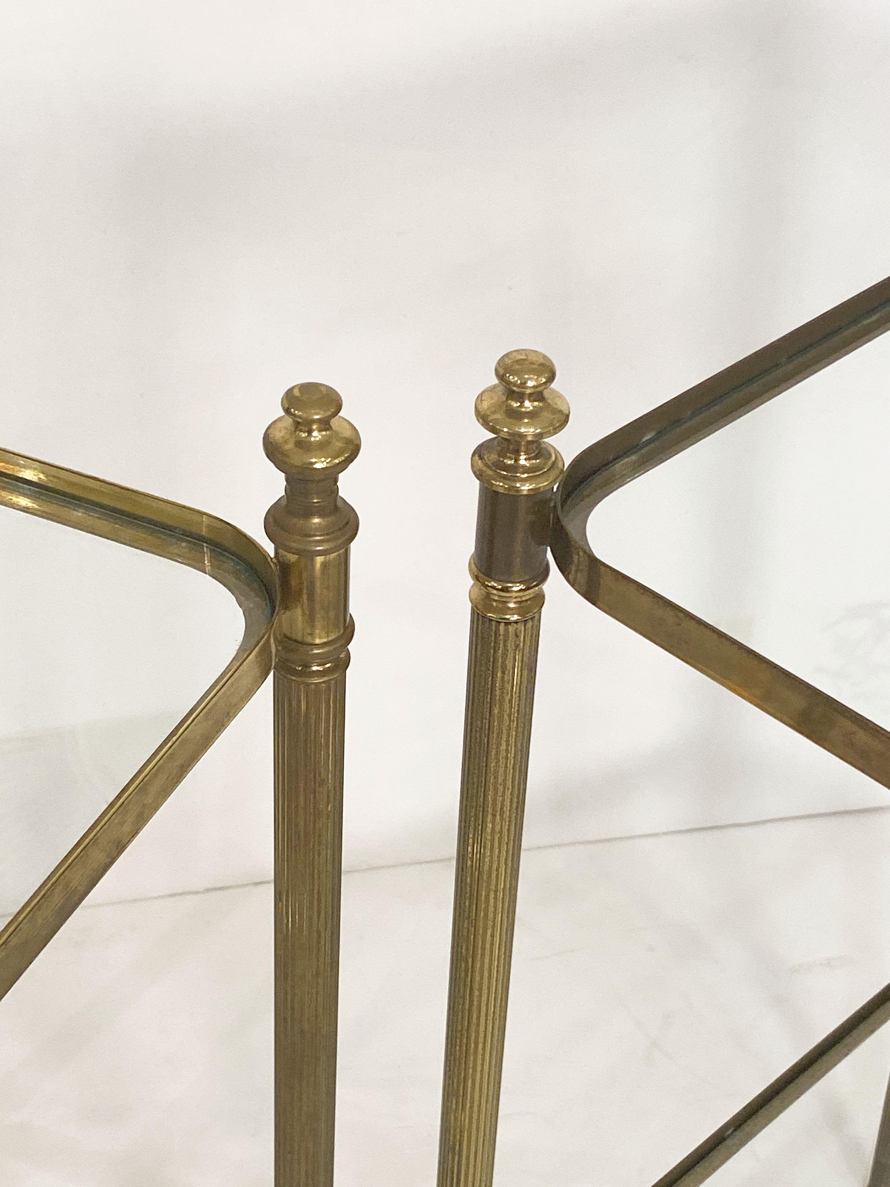 French Side or End Tables of Brass and Glass 'Individually Priced' For Sale 3