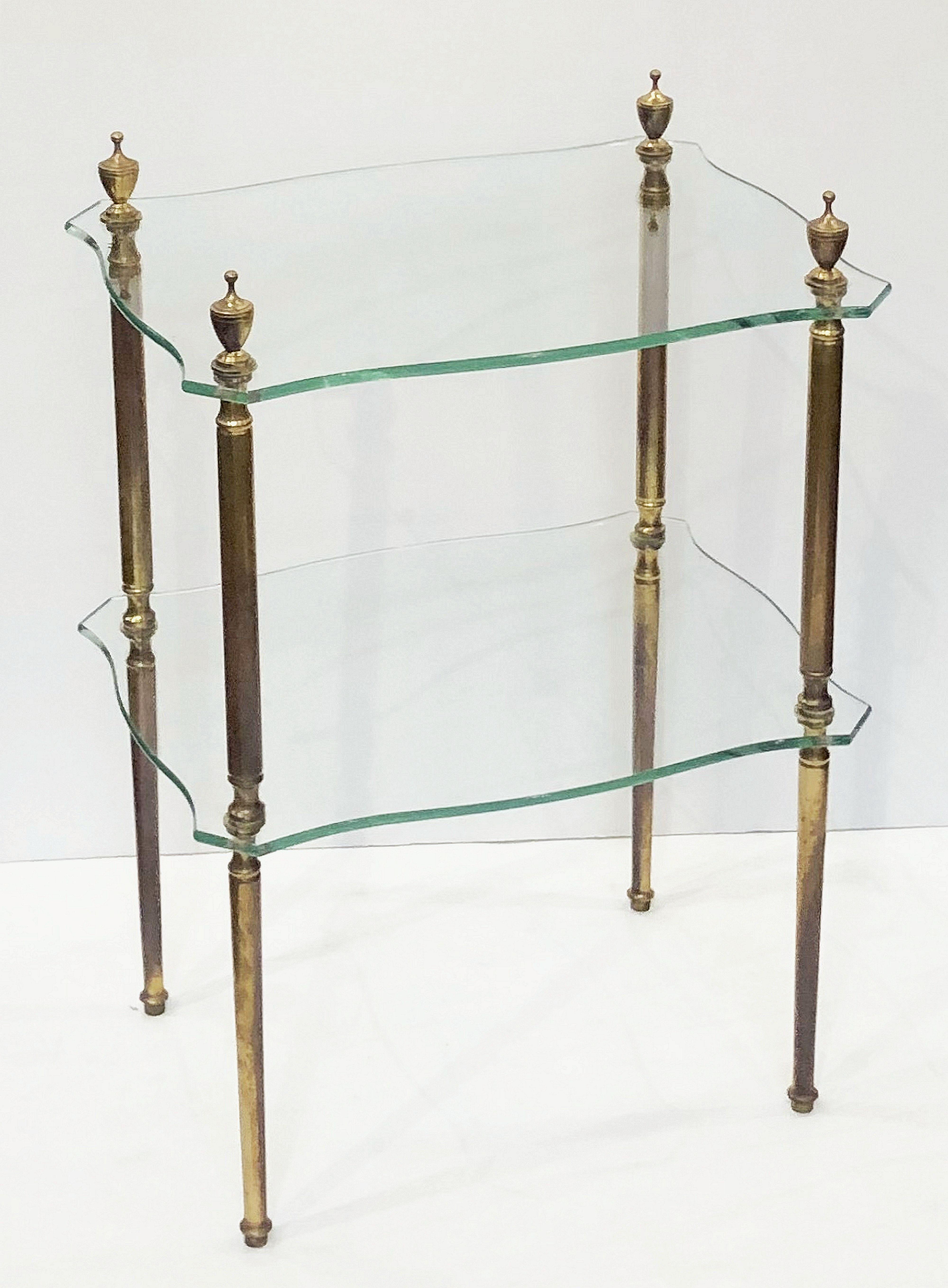 French Side or End Tables of Glass with Gilt Bronze Legs 'Individually Priced' In Good Condition In Austin, TX