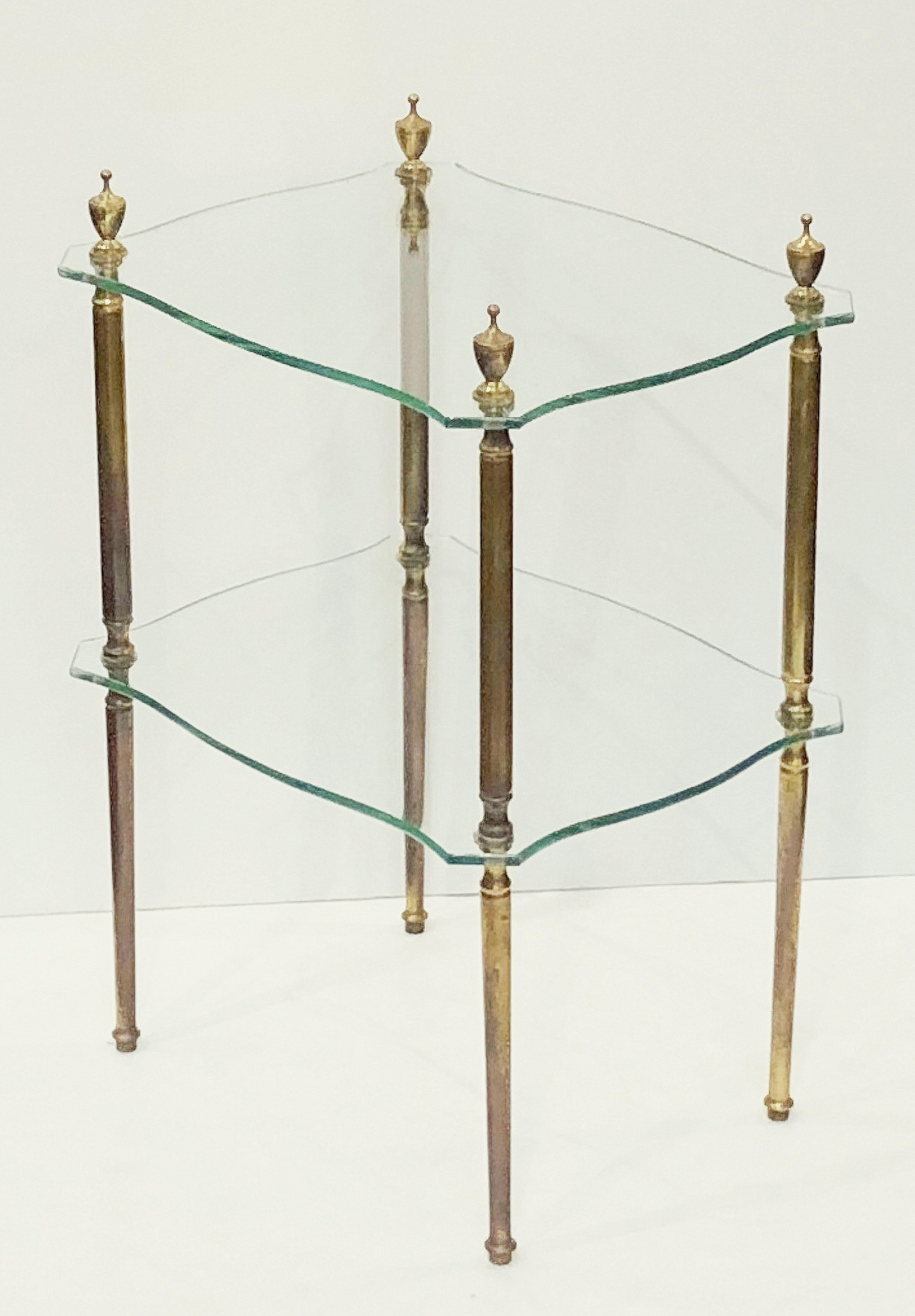Metal French Side or End Tables of Glass with Gilt Bronze Legs 'Individually Priced'