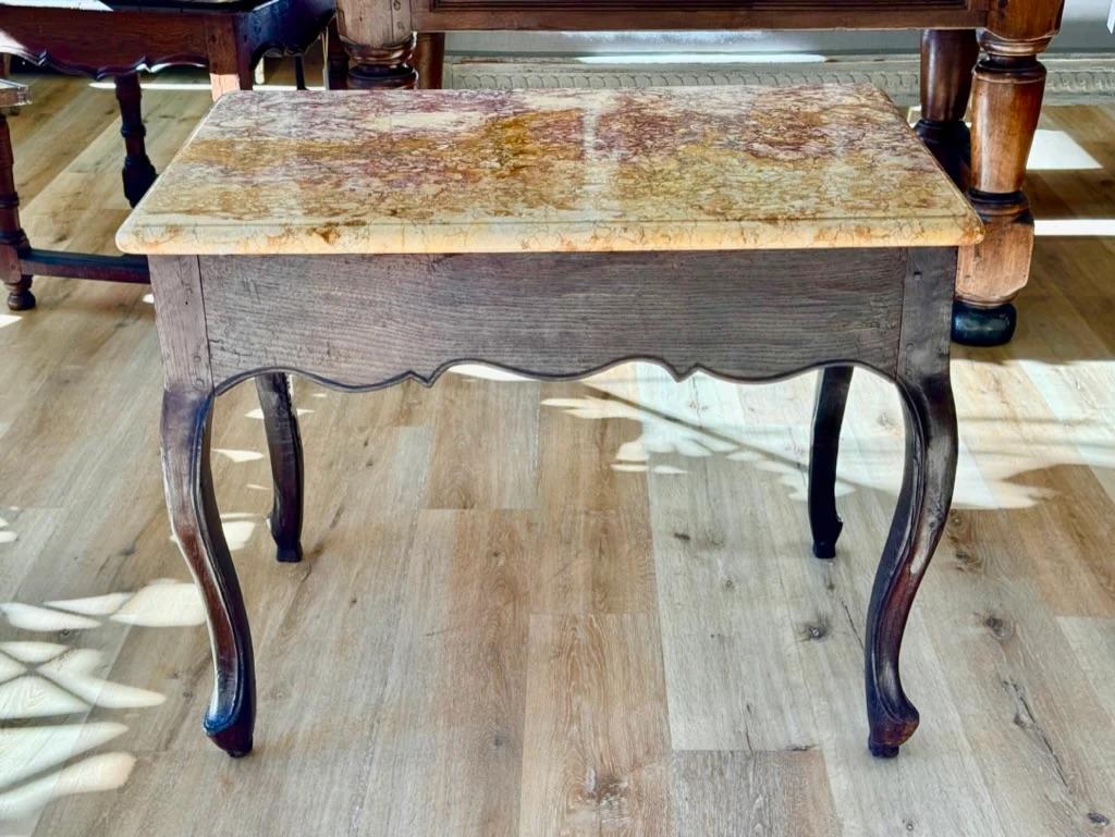 18th Century and Earlier French side Table, 18th C. Purple, Yellow Marble Top For Sale