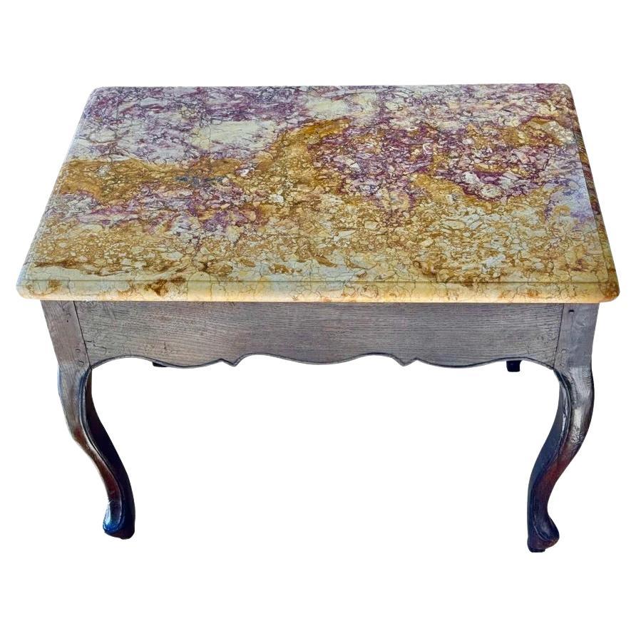French side Table, 18th C. Purple, Yellow Marble Top For Sale