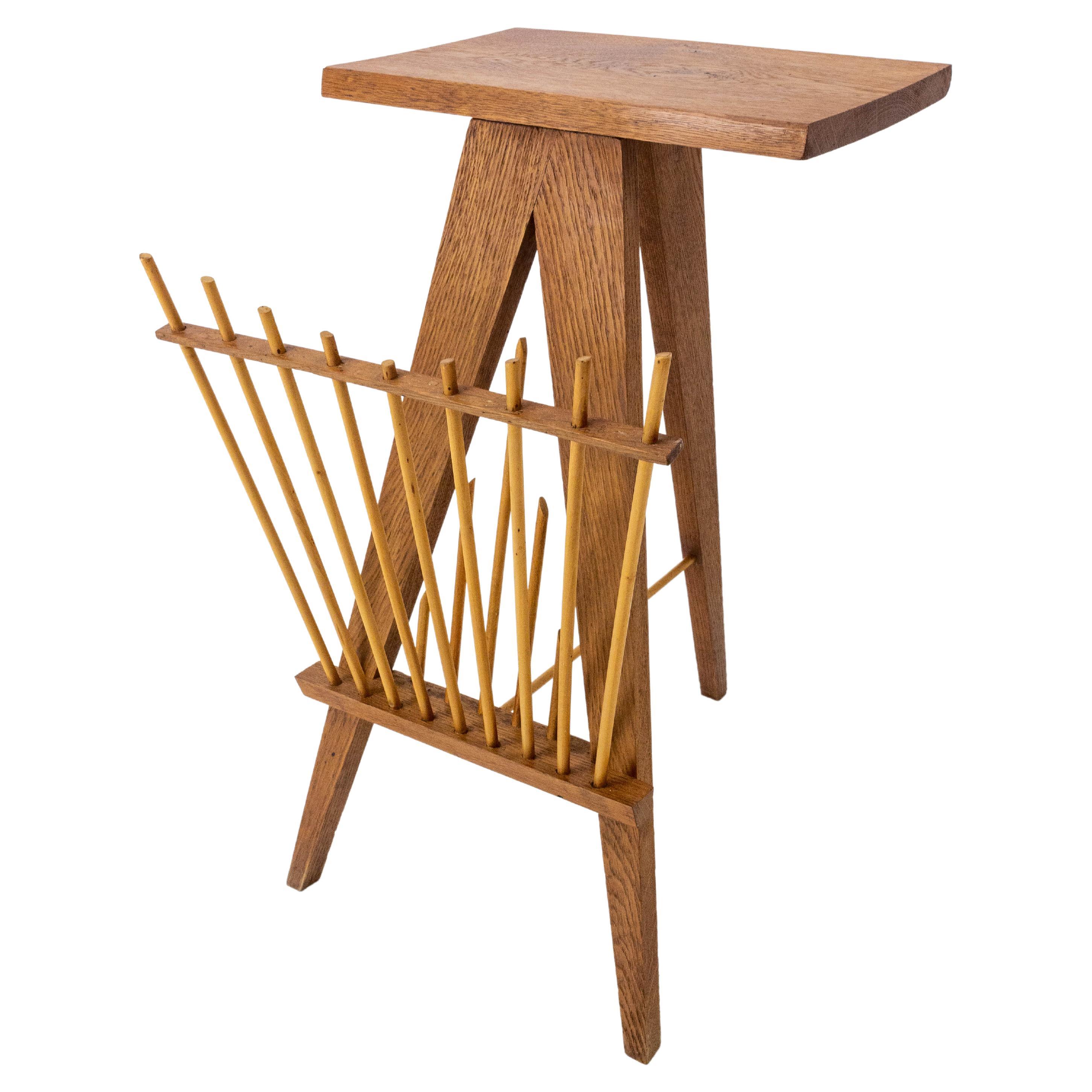 Antique Solid Cherry Side Table/ Magazine Rack/ Stand For Sale at 1stDibs