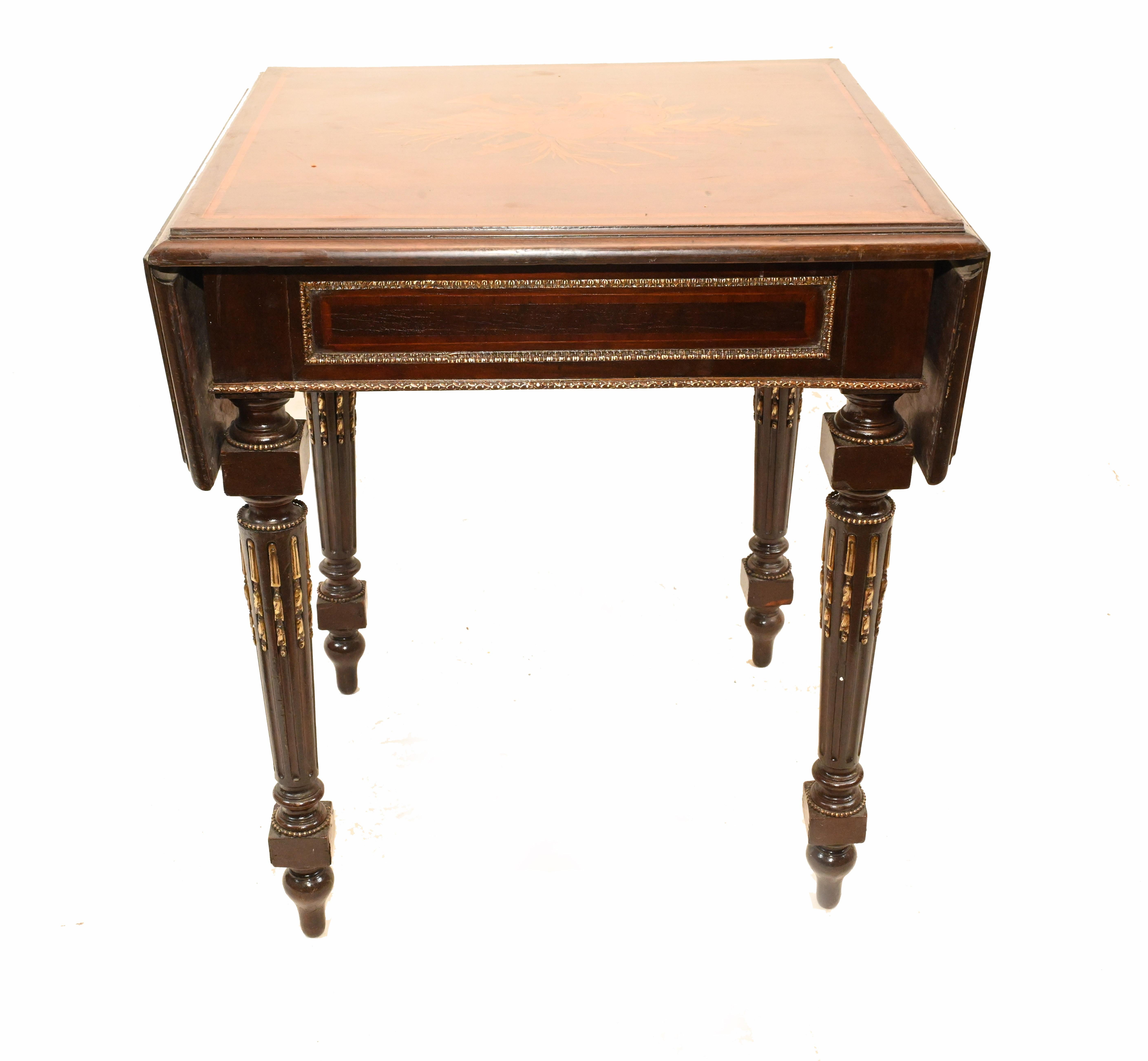 French Side Table Empire Antique Drop Leaf, 1860 5