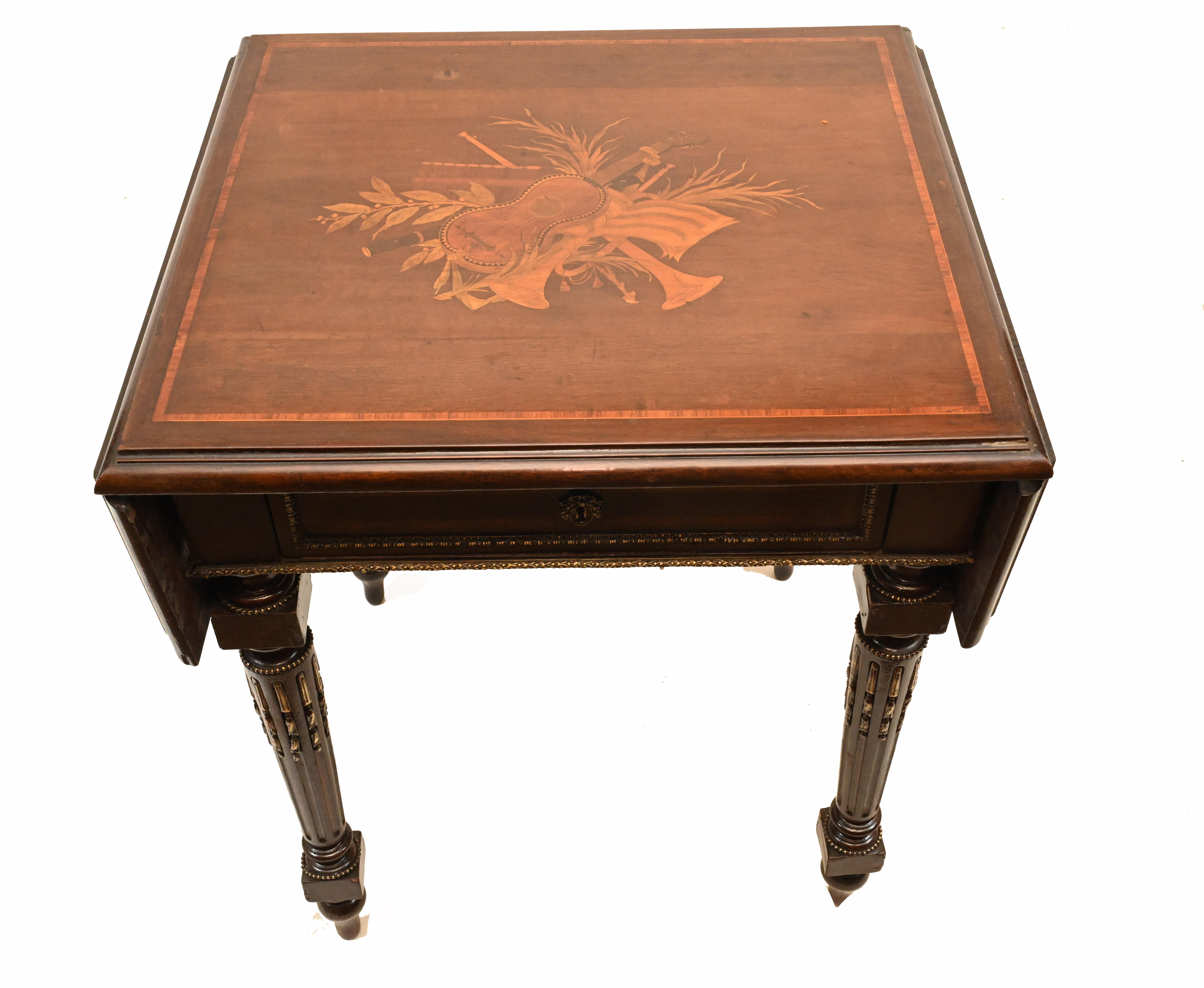 Mid-19th Century French Side Table Empire Antique Drop Leaf, 1860