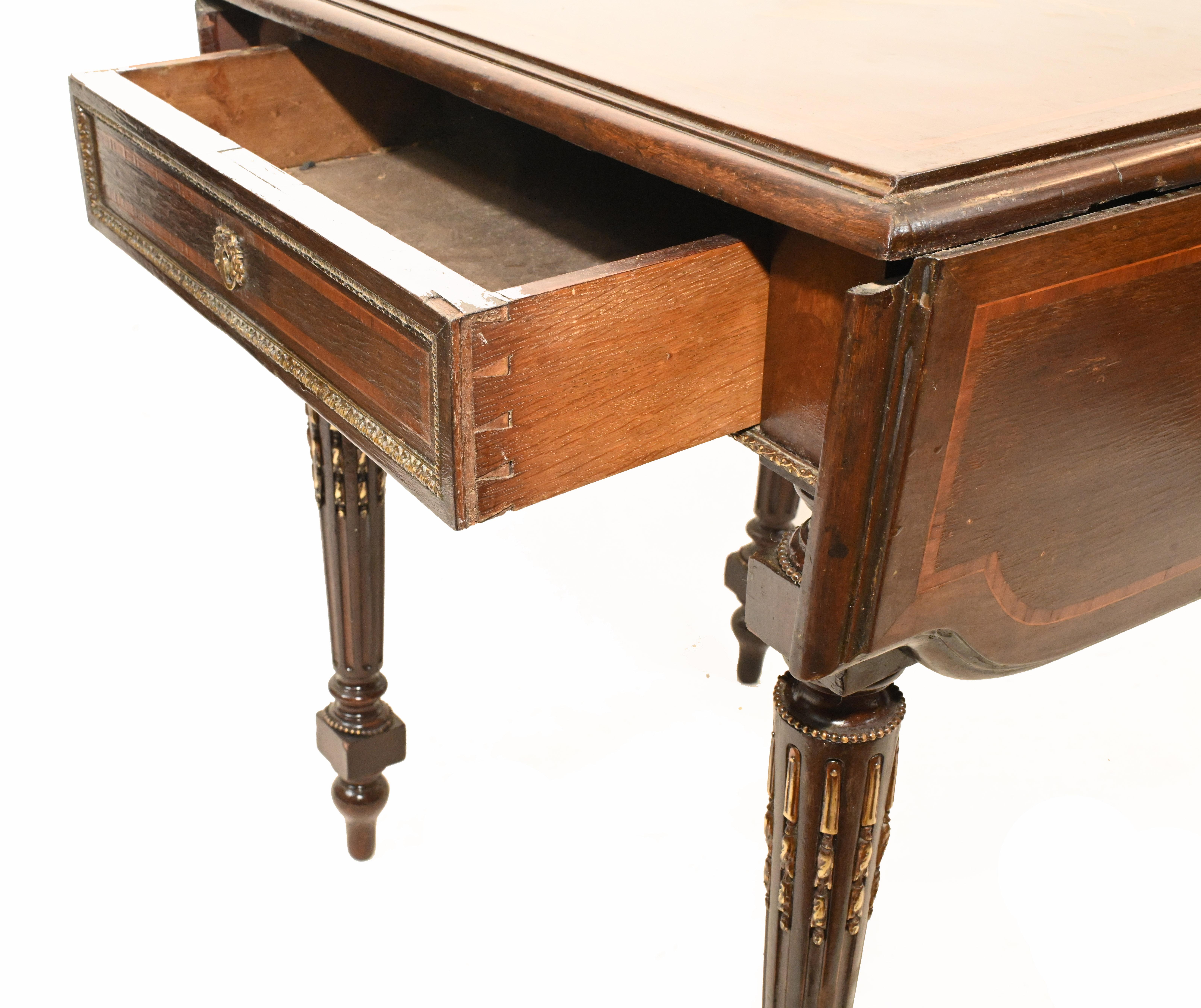 French Side Table Empire Antique Drop Leaf, 1860 4