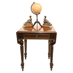 French Side Table Empire Antique Drop Leaf, 1860