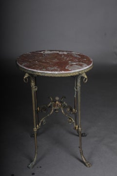 French Side Table Empire Bronze with Marble Top