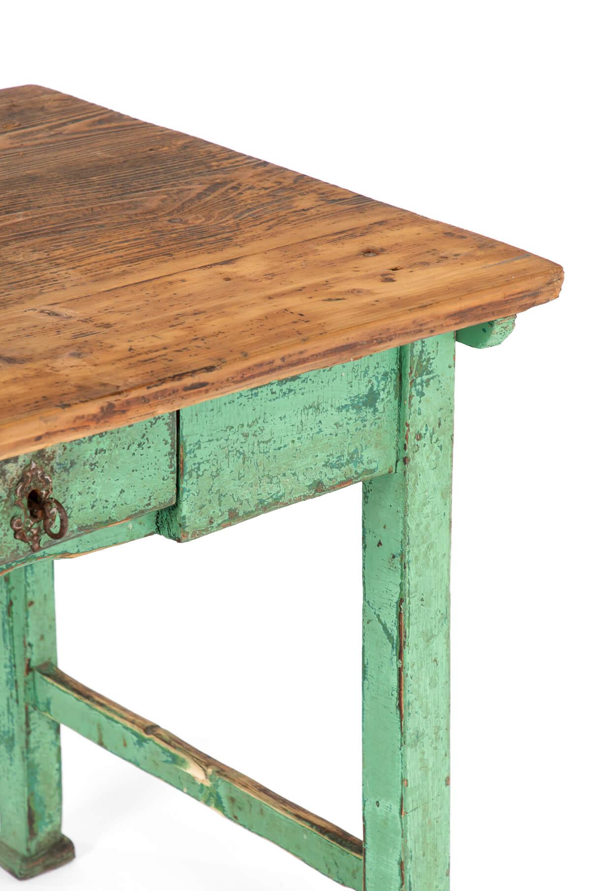 French Side Table in Green Paint For Sale 4