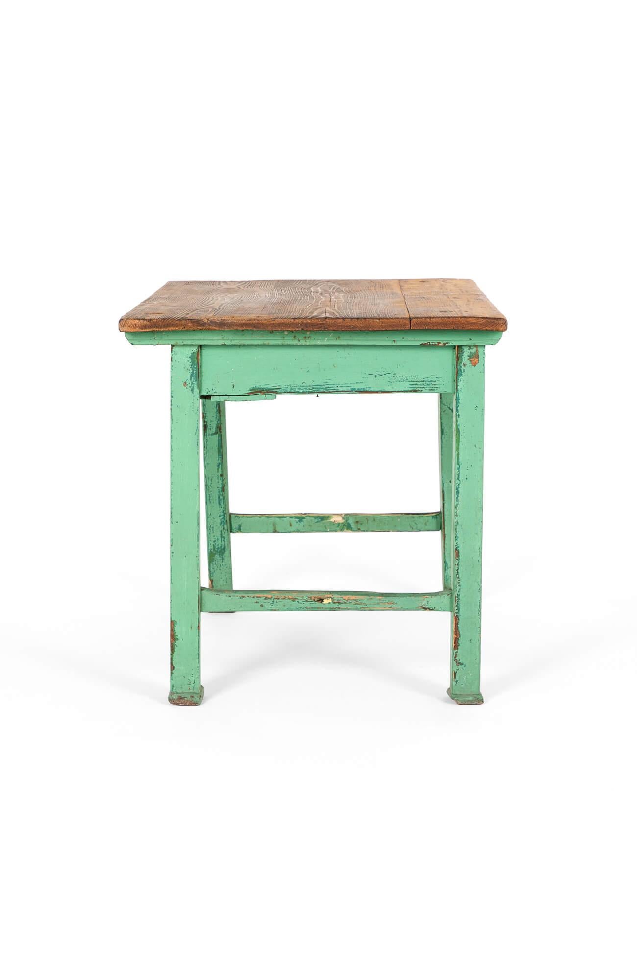 Hand-Crafted French Side Table in Green Paint For Sale