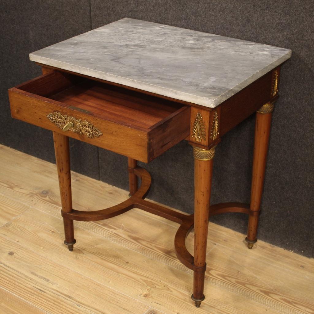 French Side Table in Mahogany Wood with Marble Top, 19th Century  For Sale 1