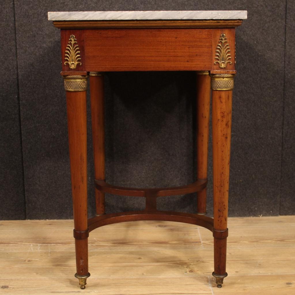 French Side Table in Mahogany Wood with Marble Top, 19th Century  For Sale 3