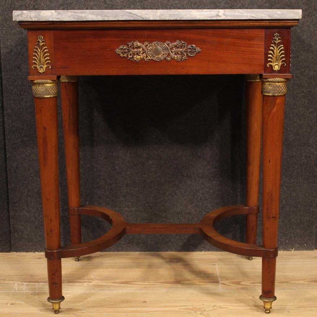 French Side Table in Mahogany Wood with Marble Top, 19th Century  For Sale 4