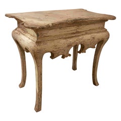 Antique French Side Table in Polychromed Wood in White Tones
