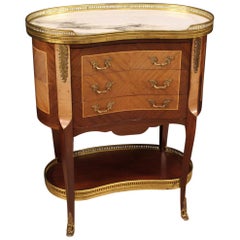 French Side Table in Wood with Marble Top, 20th Century 