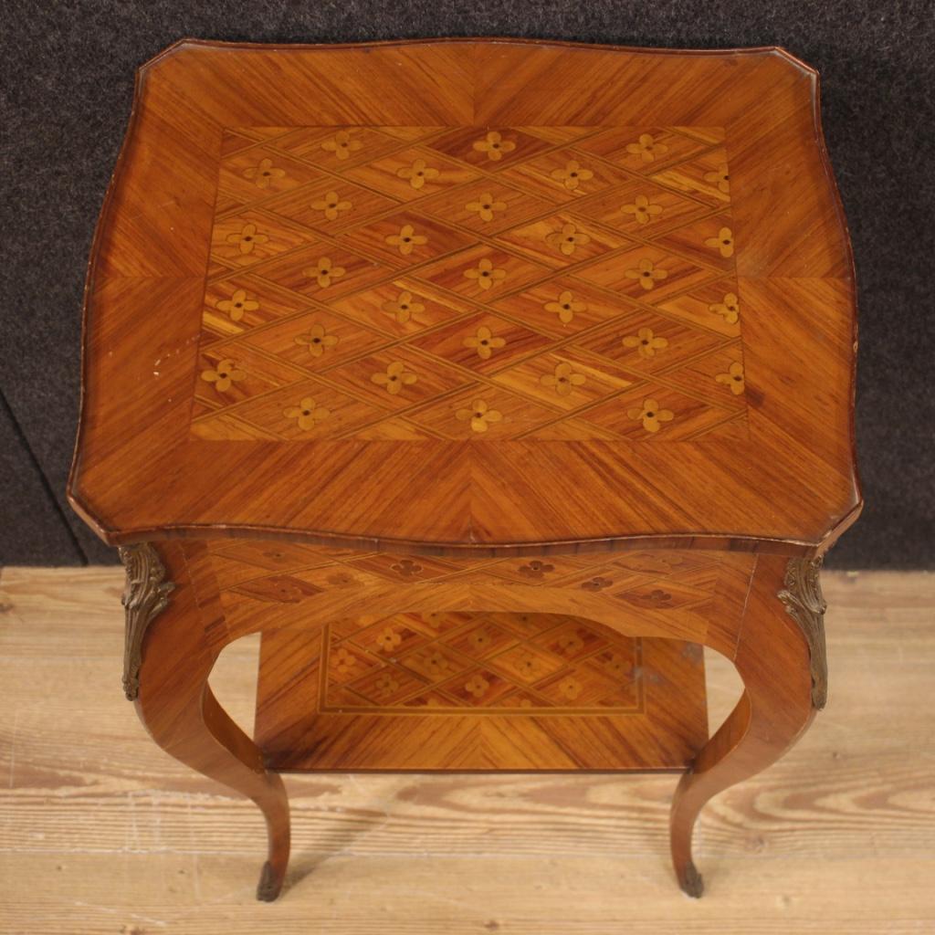 French Side Table Inlaid In Rosewood, Mahogany, Maple & Fruitwood, 20th Century For Sale 4