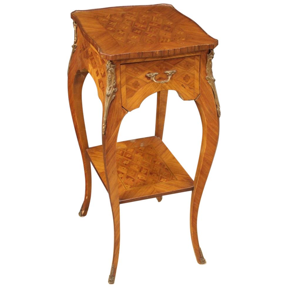 French Side Table Inlaid In Rosewood, Mahogany, Maple & Fruitwood, 20th Century For Sale